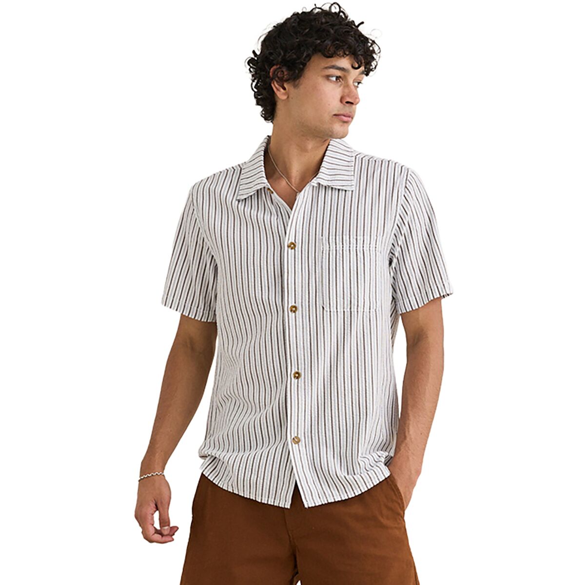 Image of Rhythm Seersucker Stripe Shirt - Men's Cedar, M