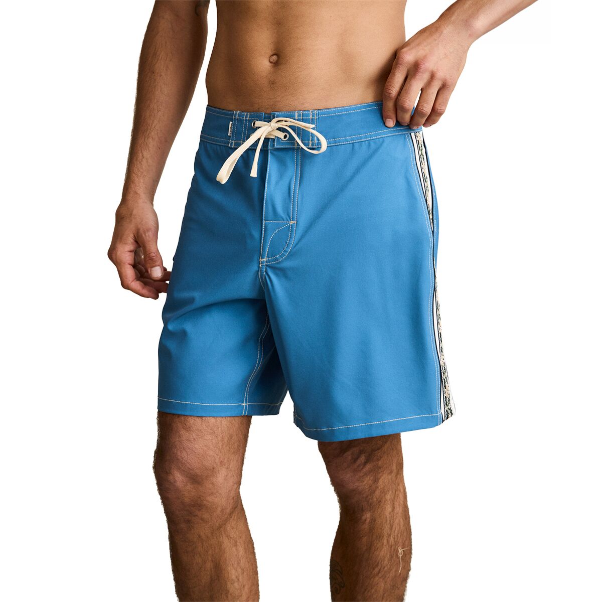 Image of Rhythm Panel Stripe Swim Trunk - Men's Mineral Blue, 36
