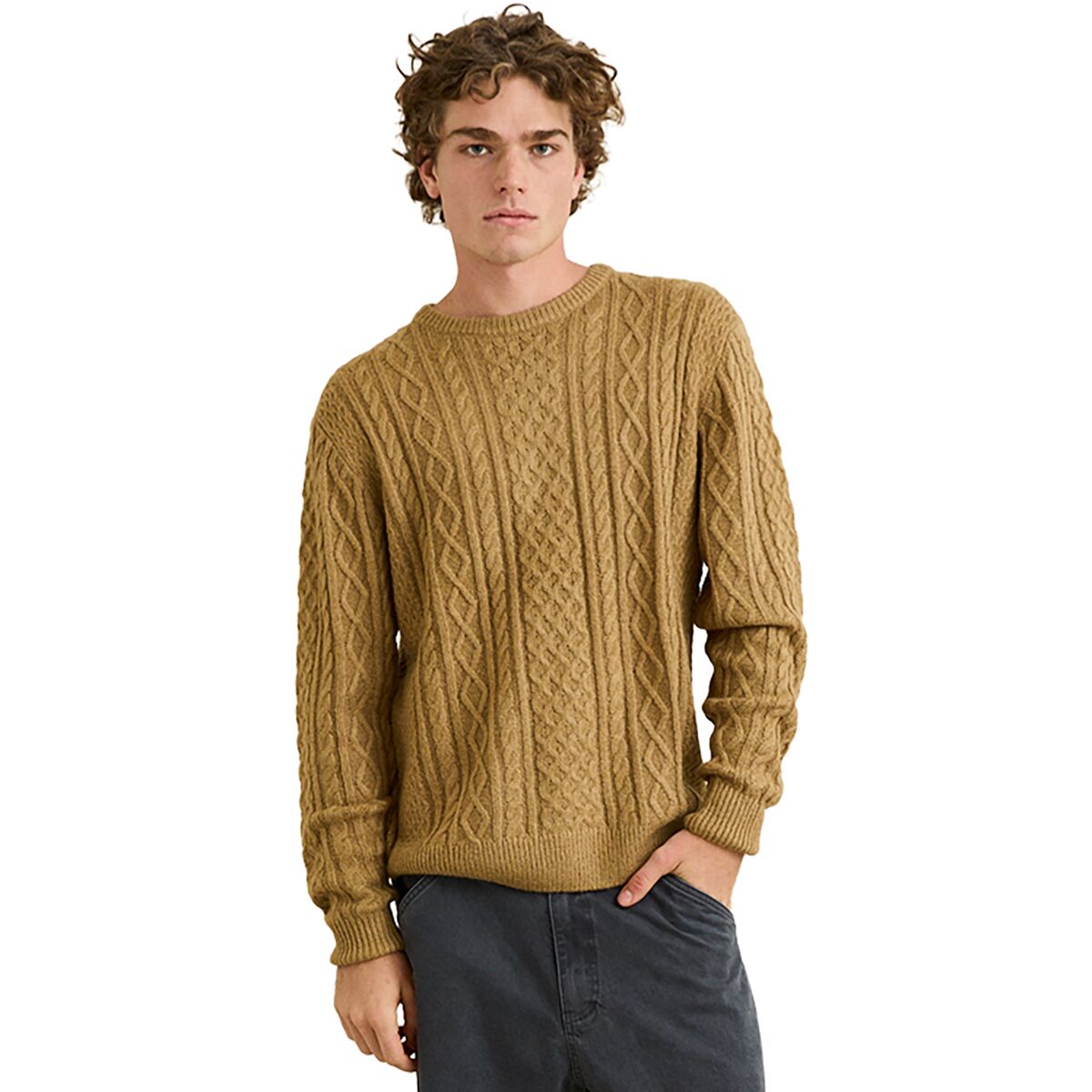 Image of Rhythm Mohair Fishermans Knit Sweater - Men's Sand, XL