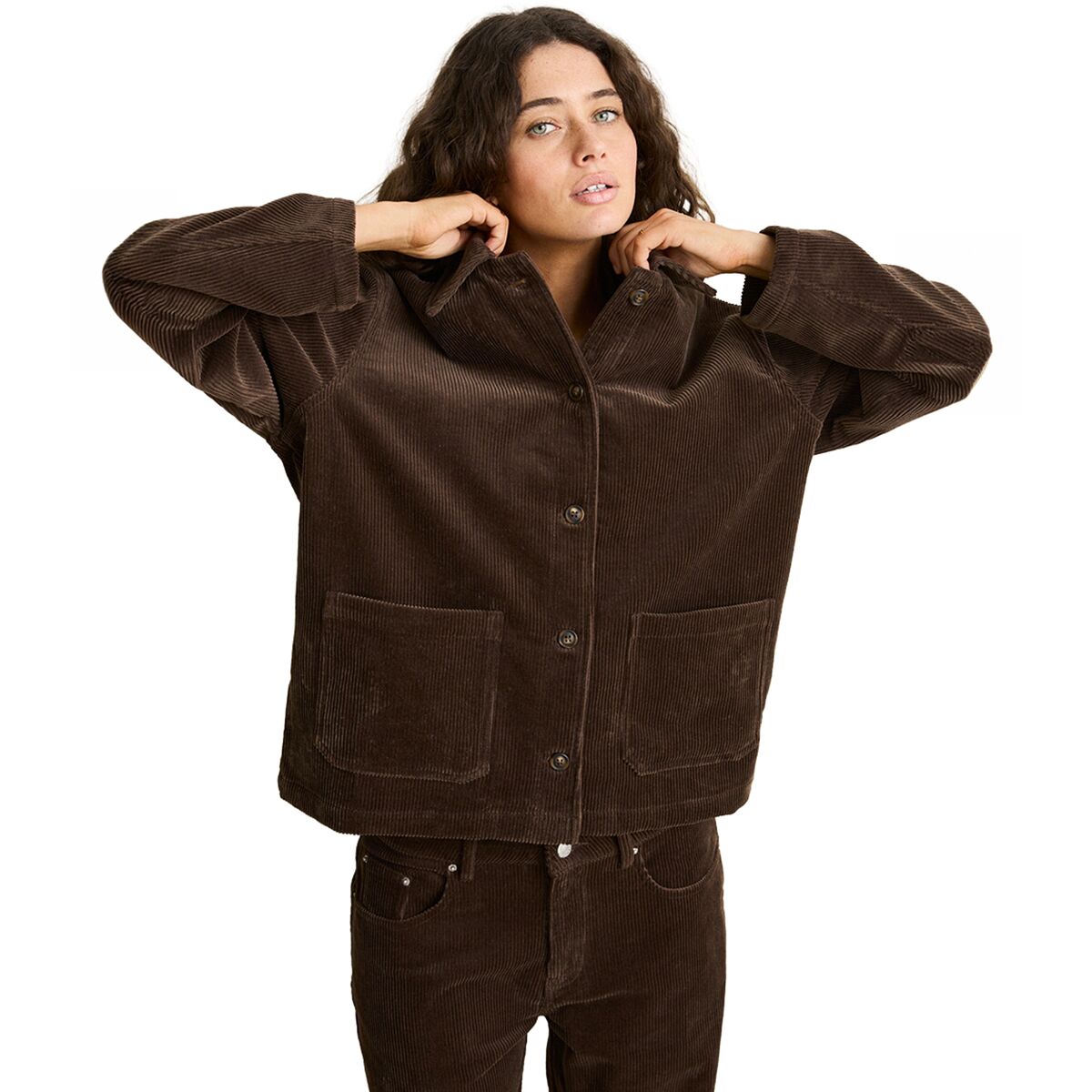 Image of Rhythm Luca Cord Shacket - Women's Chocolate, L