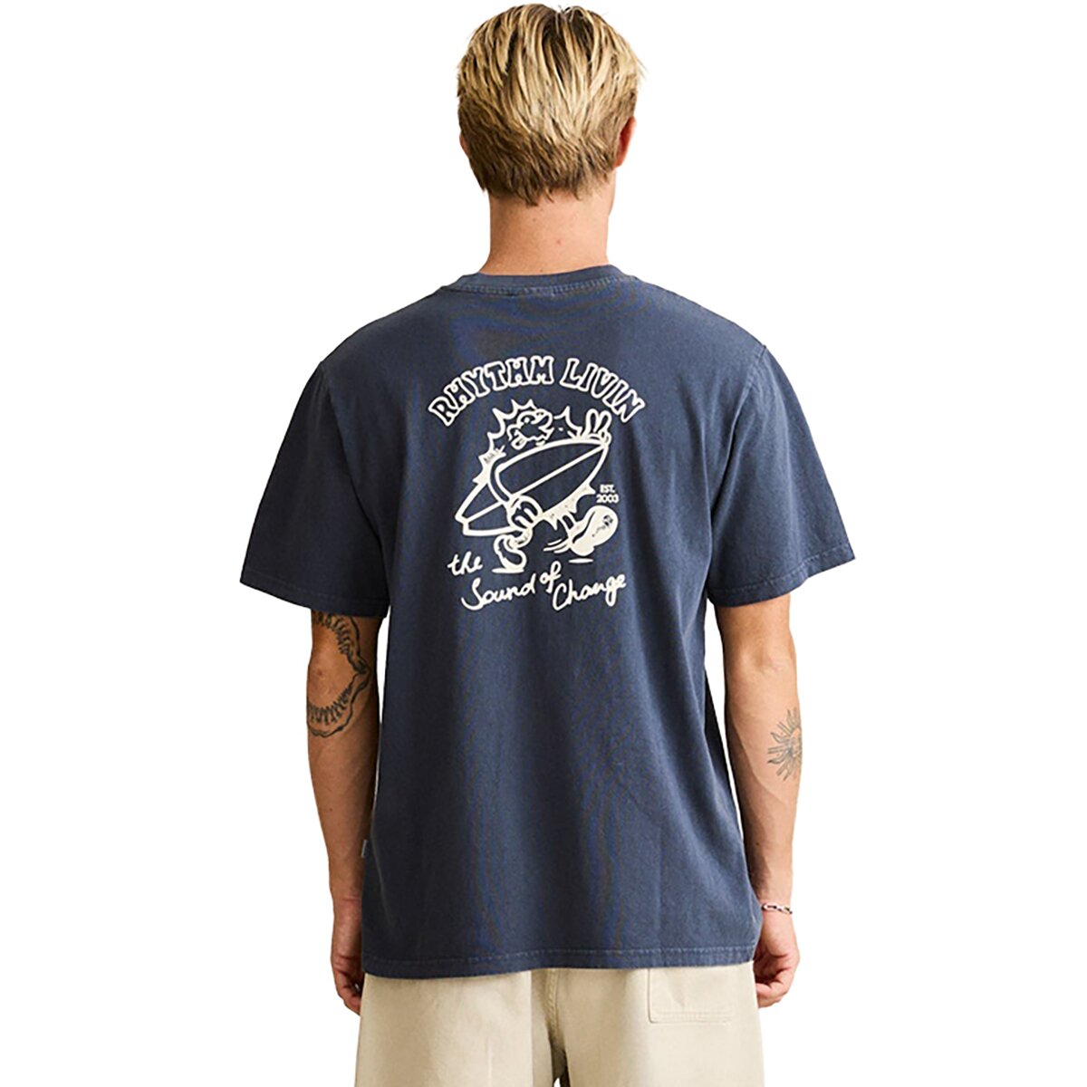 Rhythm Peace Sun Vintage T-Shirt - Men's Navy, S