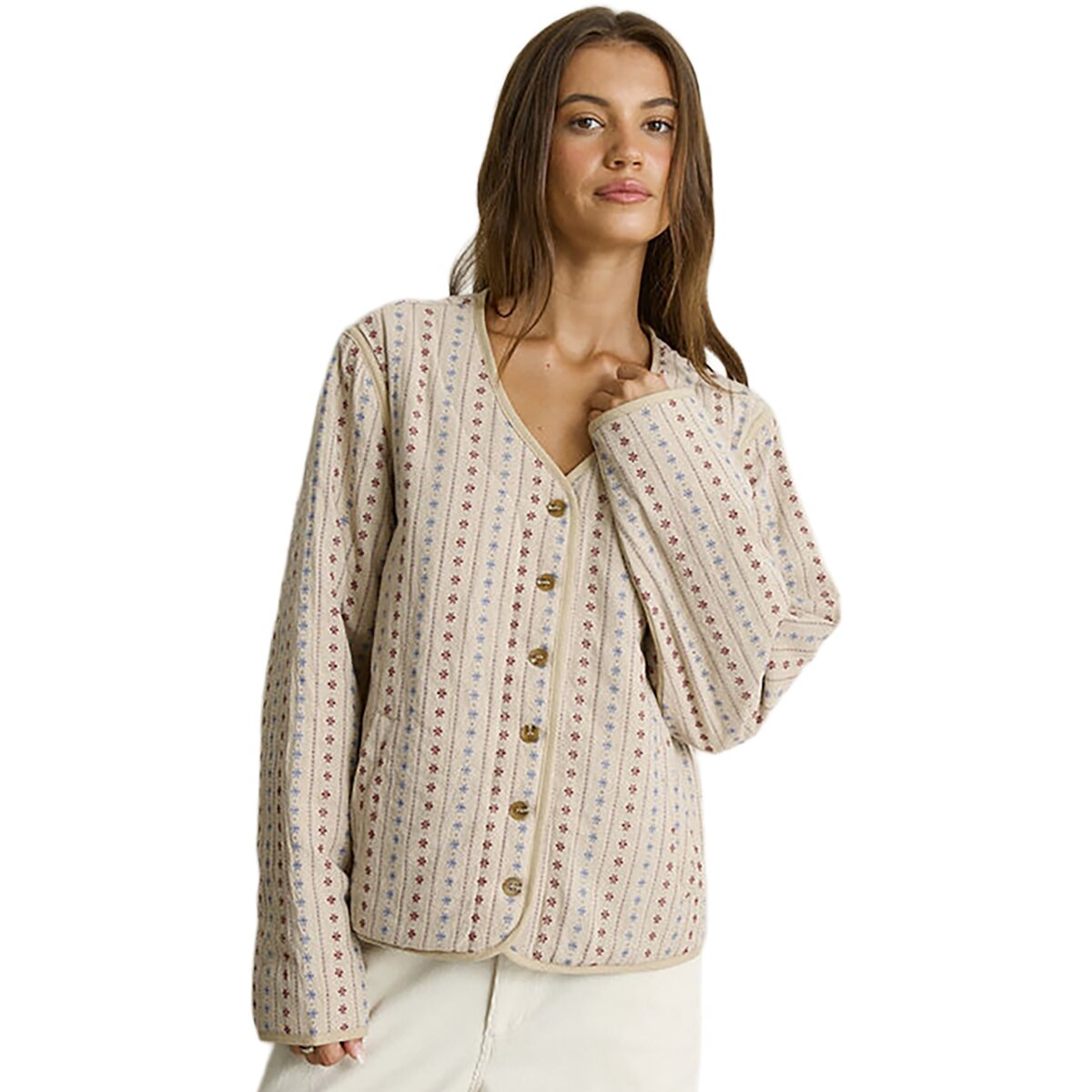 Rhythm Daisy Floral Quilted Jacket - Women's Sand, XL