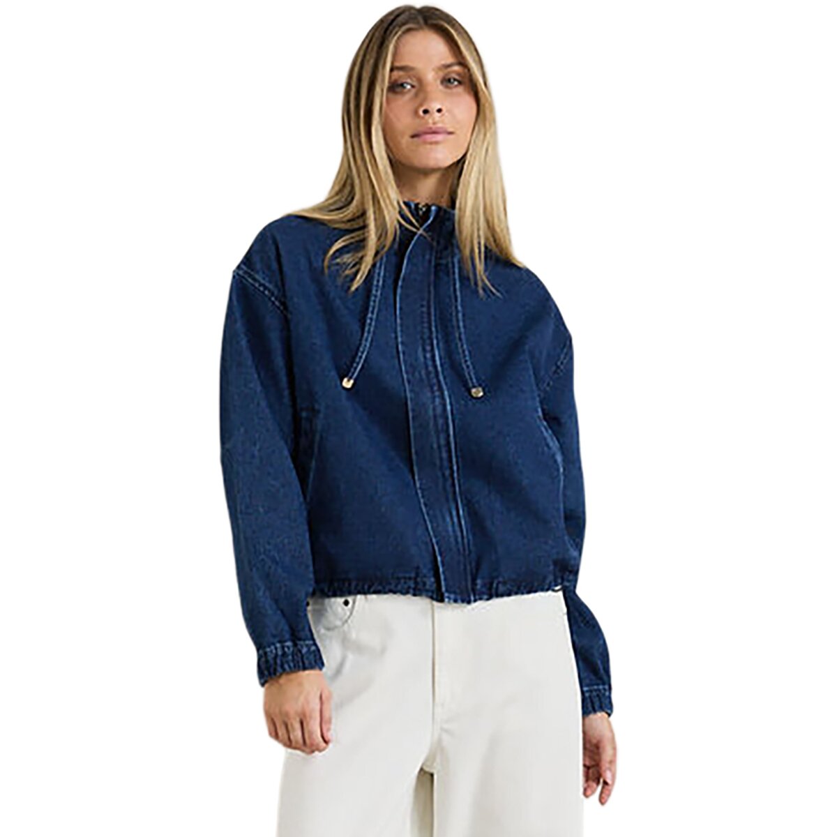Rhythm Juna Denim Funnel Jacket - Women's Dark Blue Wash, L