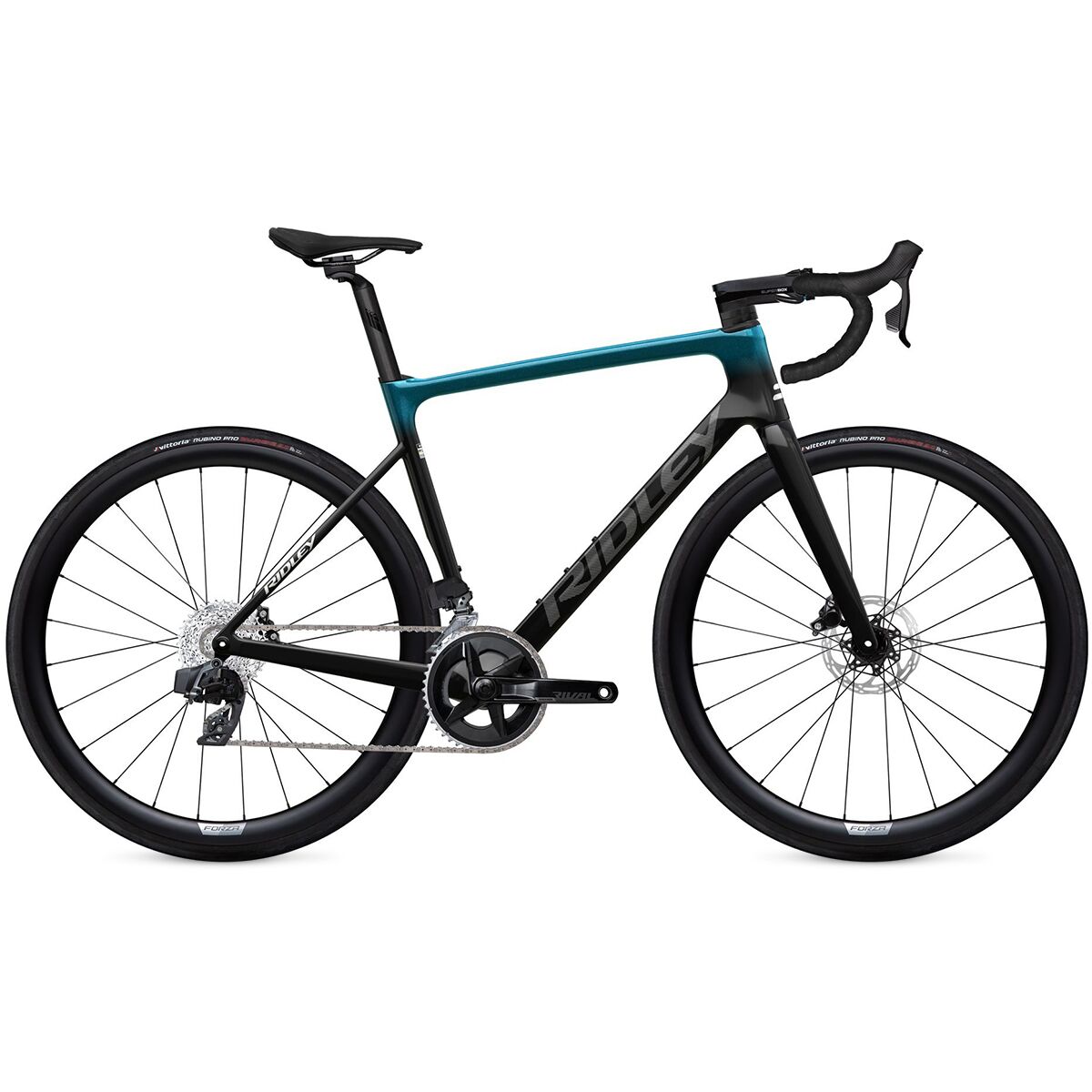 Image of Ridley Falcn Rival AXS Carbon Wheel Road Bike UD Carbon/Aqualand/Silver, S