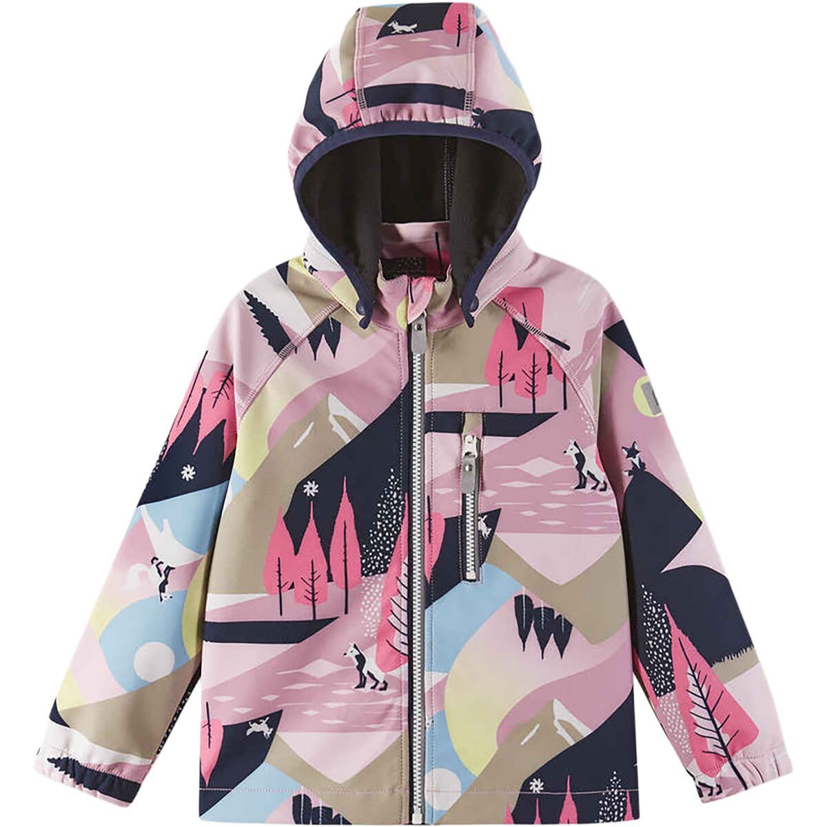 Image of Reima Vantti Print Softshell Jacket - Toddlers' Grey Pink, 2T