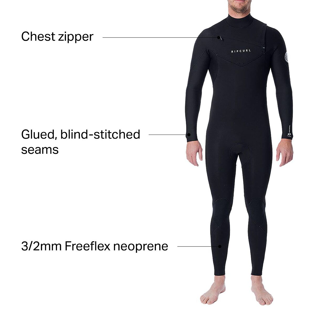 Rip Curl Dawn Patrol 3/2 Chest-Zip Wetsuit - Men's - Clothing