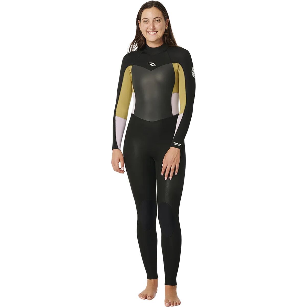 Image of Rip Curl Omega 3/2 GB Steamer Back-Zip Wetsuit - Women's Khaki, 8
