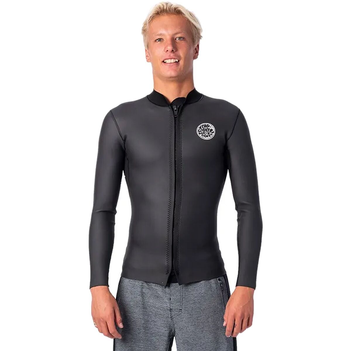 Image of Rip Curl Dawn Patrol 1.5mm Longsleeve Full-Zip Wetsuit Jacket - Men's Black, S