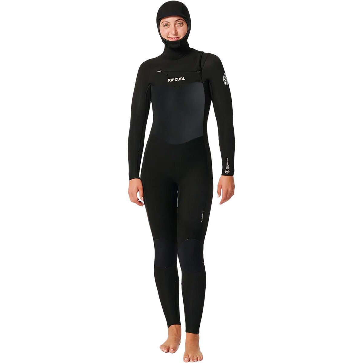 Rip Curl Dawn Patrol 5/4 Chest-Zip Hooded Wetsuit - Women's Black, 10