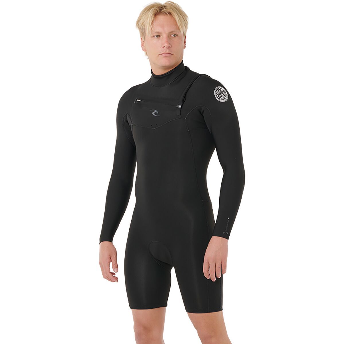 Image of Rip Curl Dawn Patrol Long-Sleeve 2/2 Chest Zip Spring Wetsuit - Men's Black, M