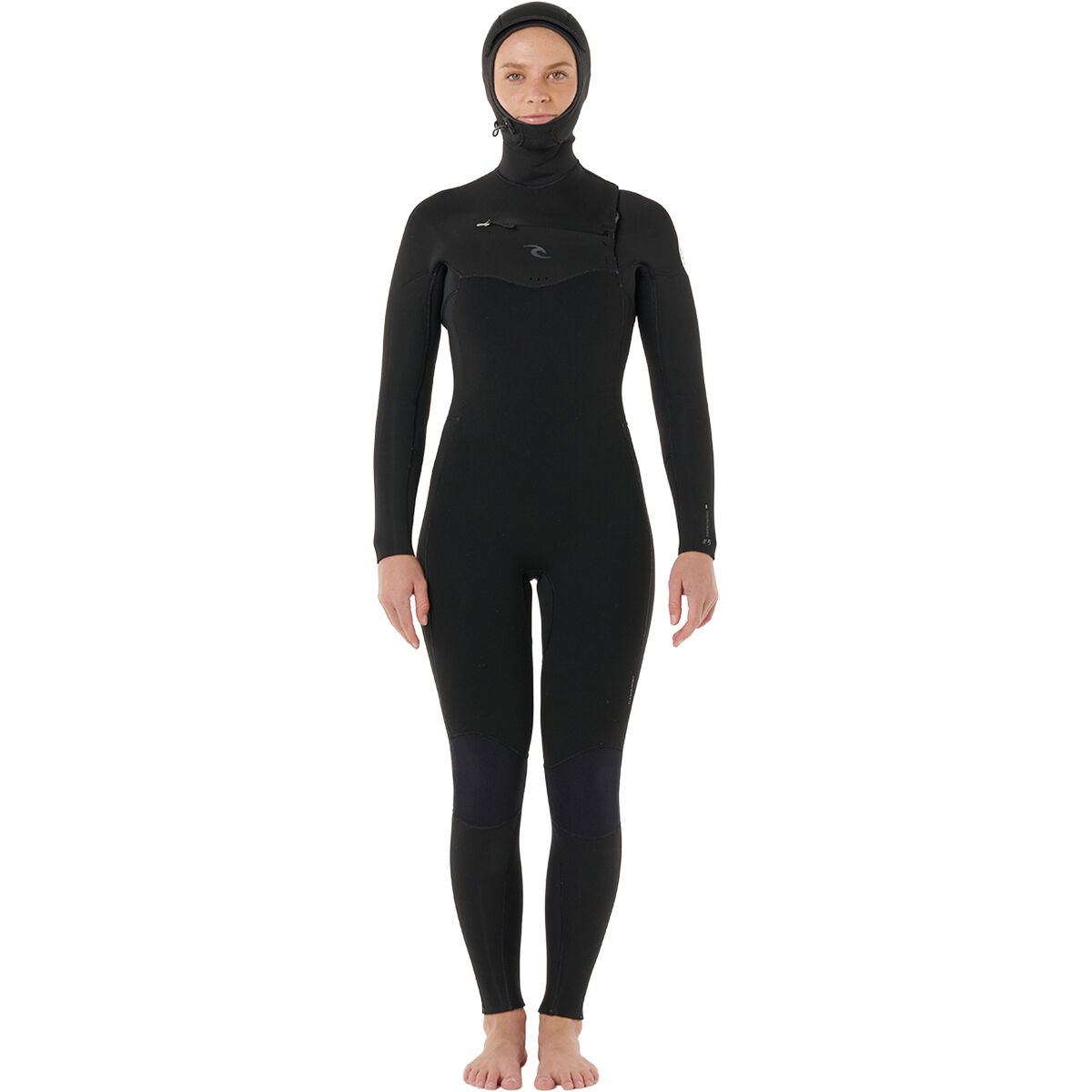 Image of Rip Curl Dawn Patrol 5/4 Chest-Zip Hooded Wetsuit - Women's Black, 10