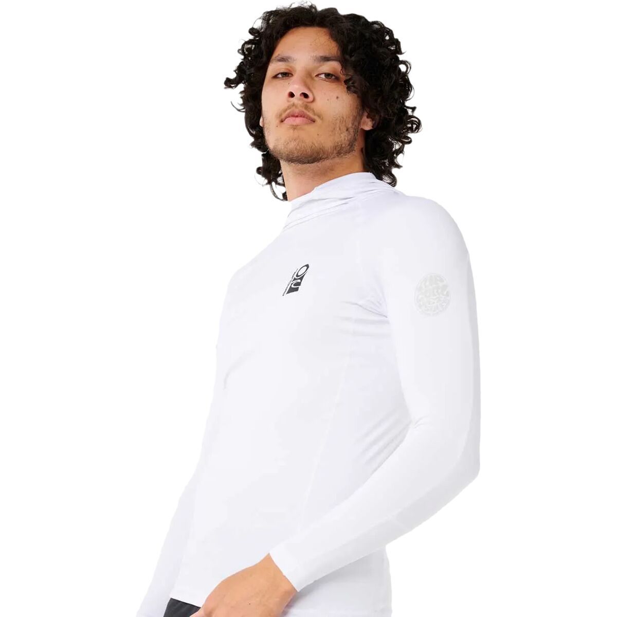 Rip Curl Search UPF 50 Long-Sleeve Hooded Rashguard -Men's White, S