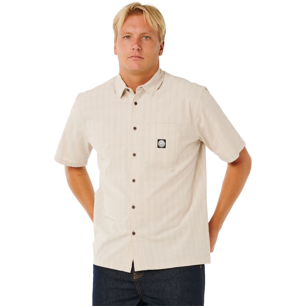 Image of Rip Curl Premium Surf Check Short-Sleeve Shirt - Men's Bone, S