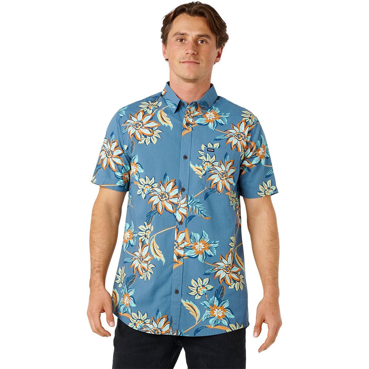 Image of Rip Curl Sessions Short-Sleeve Shirt - Men's Bluefin, M