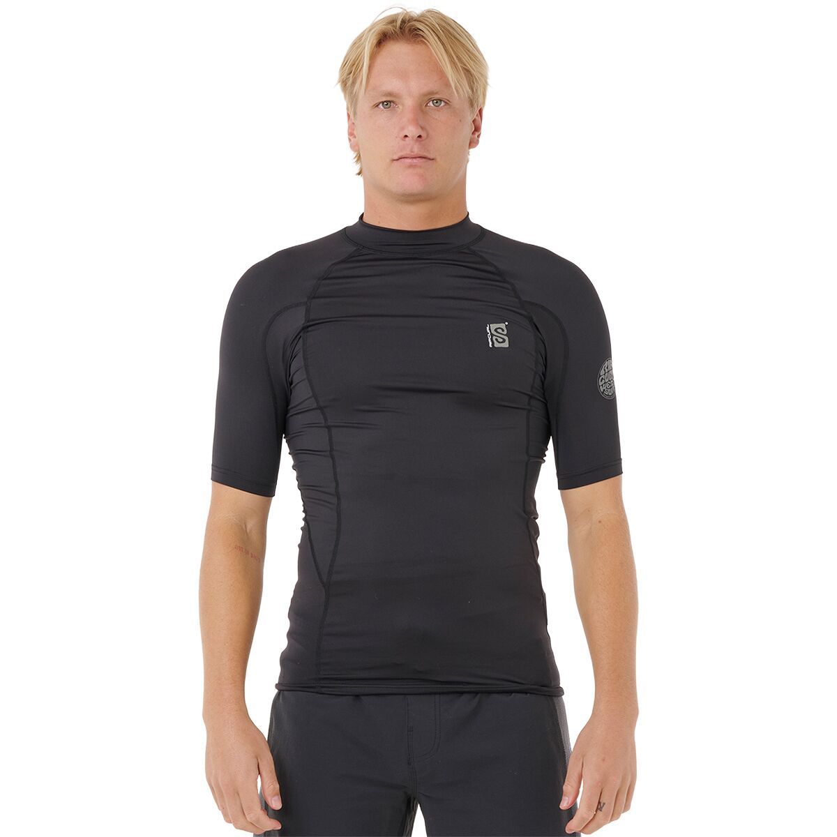Image of Rip Curl Search UPF Perf Short-Sleeve Rashguard - Men's Black, XL