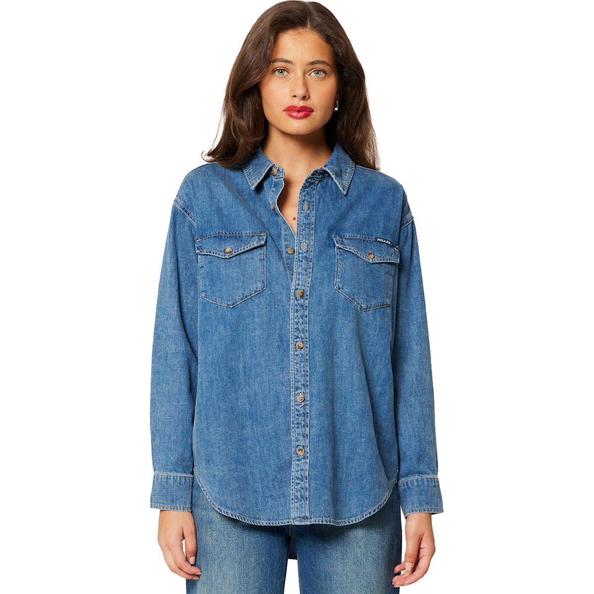 Image of Rolla's Classic Denim Worn Shirt - Women's Vintage Blue, L