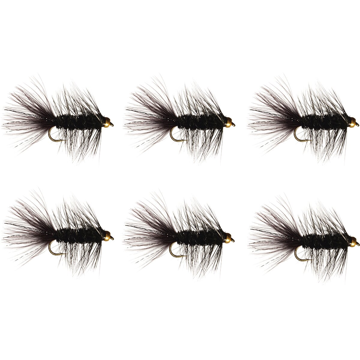 Image of Rainy's Flies BH Woolly Bugger - 6-Pack Black, #8