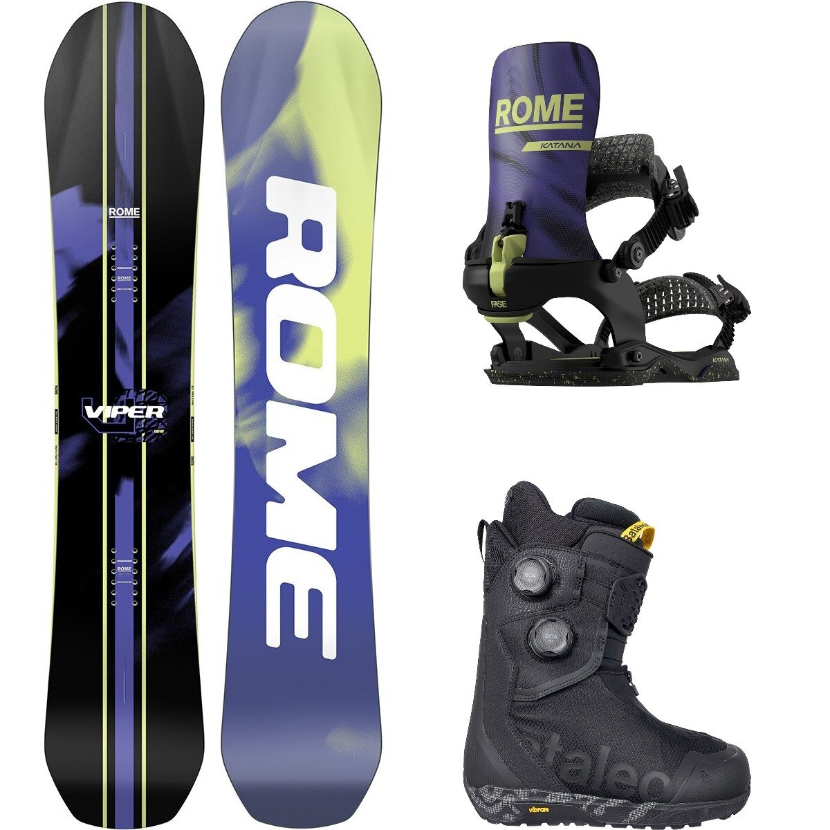 Image of Rome Viper + Acid Double BOA + Katana AW FASE Package Blk/Team/Blk, 162cm W, L/XL, 11.5