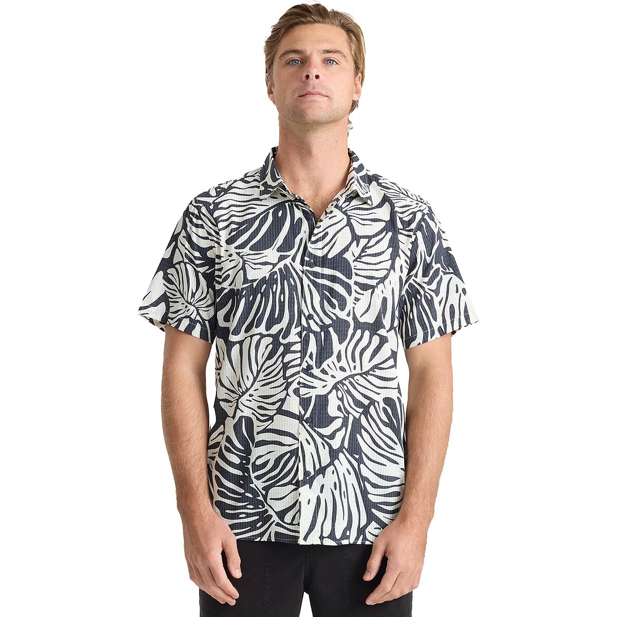 Image of Roark Bless Up Short-Sleeve Shirt - Men's Black Monstera, L
