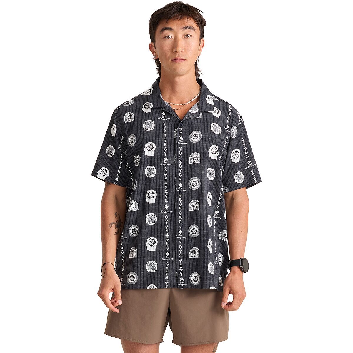 Image of Roark Bless Up Trail Short-Sleeve Shirt - Men's Black Print, L