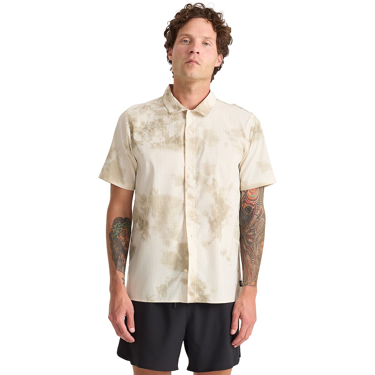 Image of Roark Bless Up Trail Short-Sleeve Shirt - Men's Ivory Crystal Wash, XXL