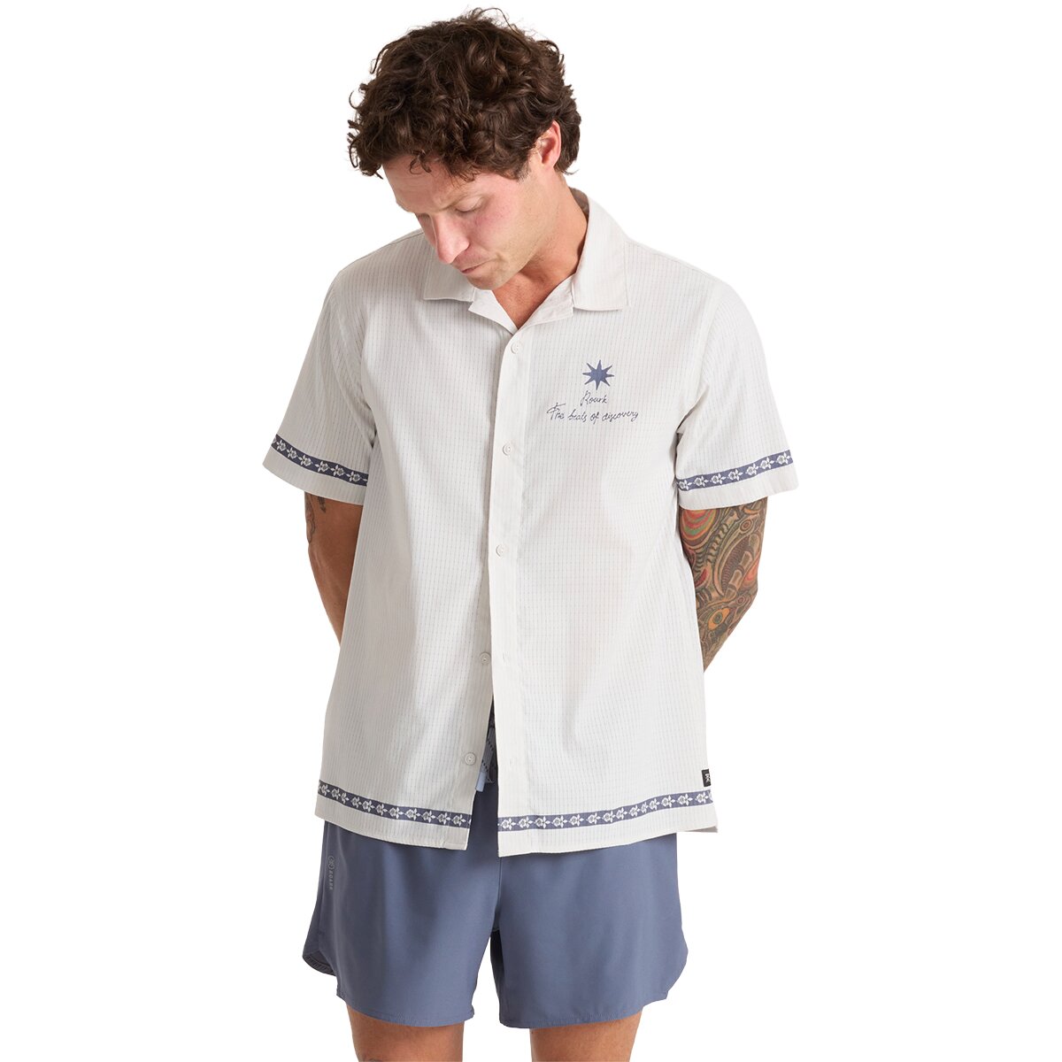 Image of Roark Bless Up Trail Short-Sleeve Shirt - Men's Silver, XXL