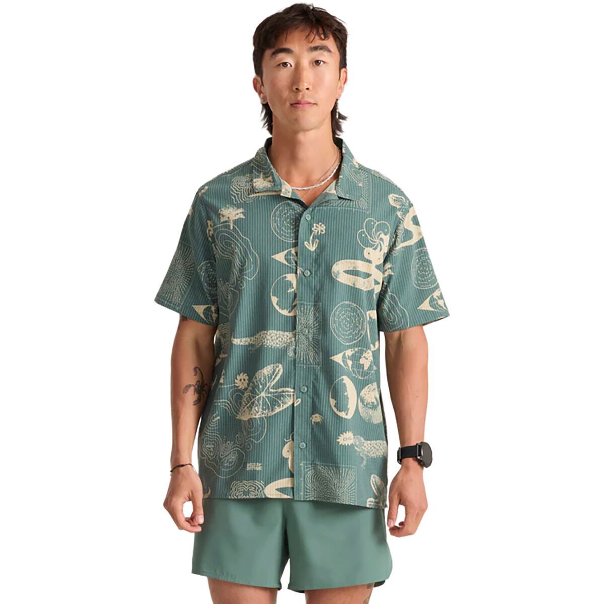 Image of Roark Bless Up Trail Short-Sleeve Shirt - Men's Slate Green Wbn, XL