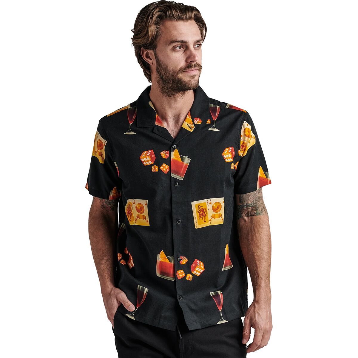 Image of Roark Gonzo Camp Collar Shirt - Men's Buon Giorno Black, S