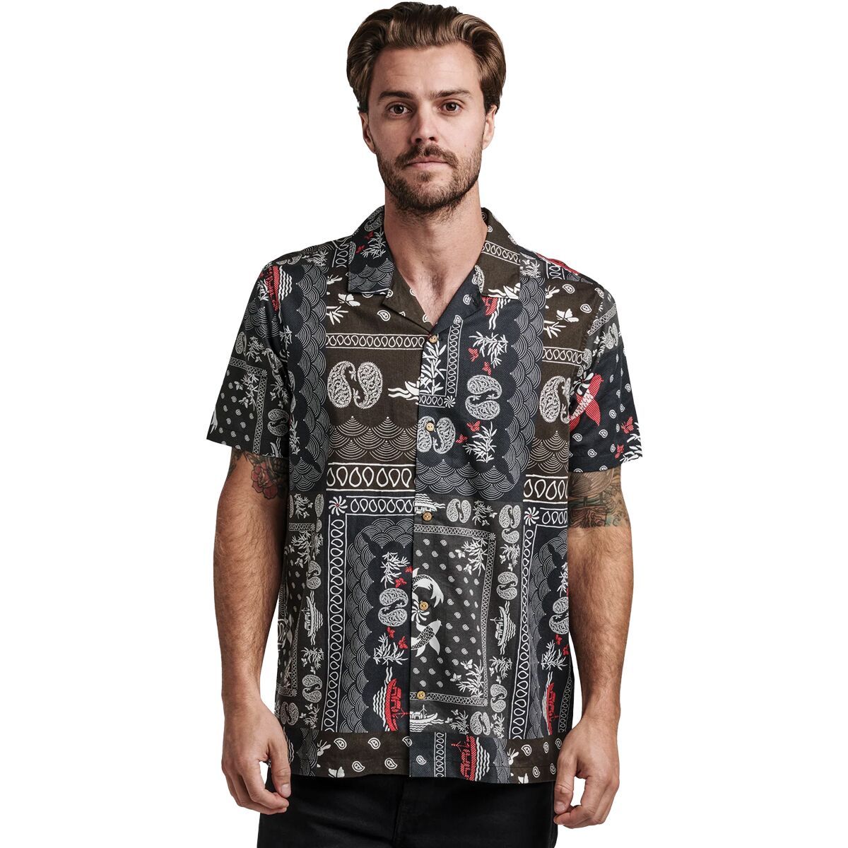 Image of Roark Gonzo Camp Collar Shirt - Men's Hachimaki Black, S
