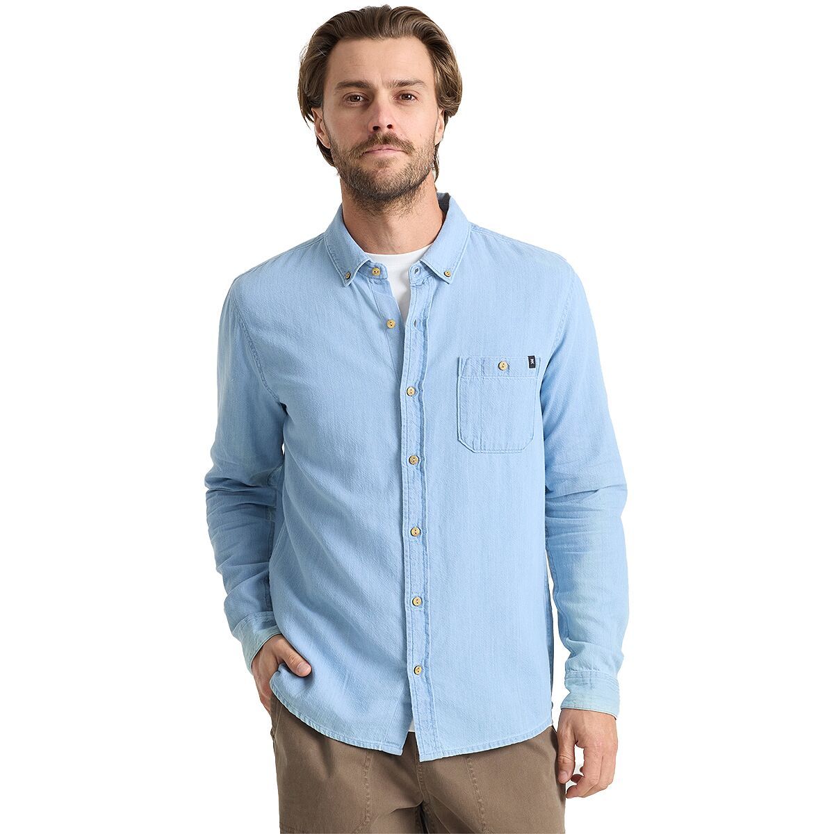 Roark Scholar Chambray Button Up Shirt - Men's Bleached, XXL