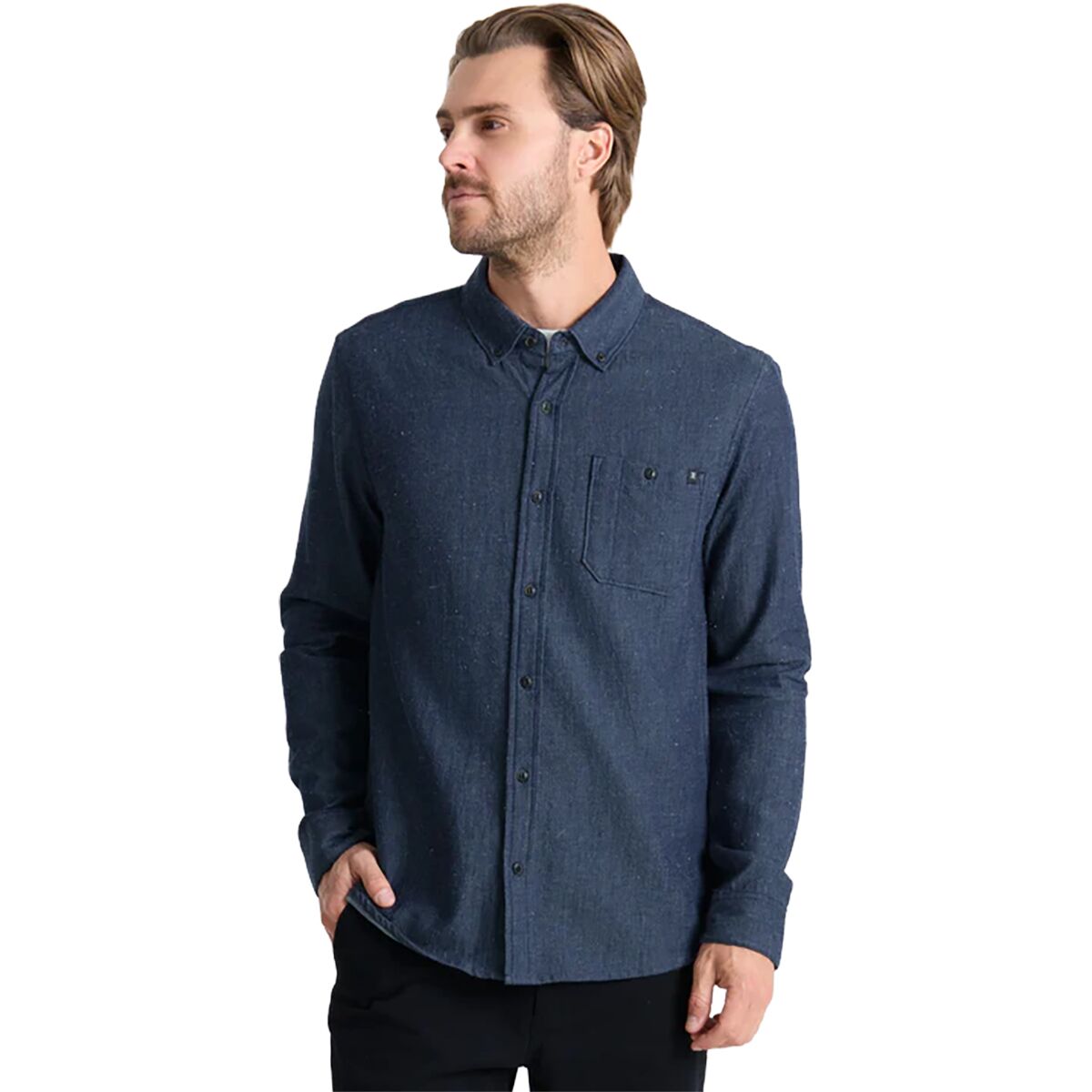 Image of Roark Scholar Chambray Button Up Shirt - Men's Mid Indigo, M