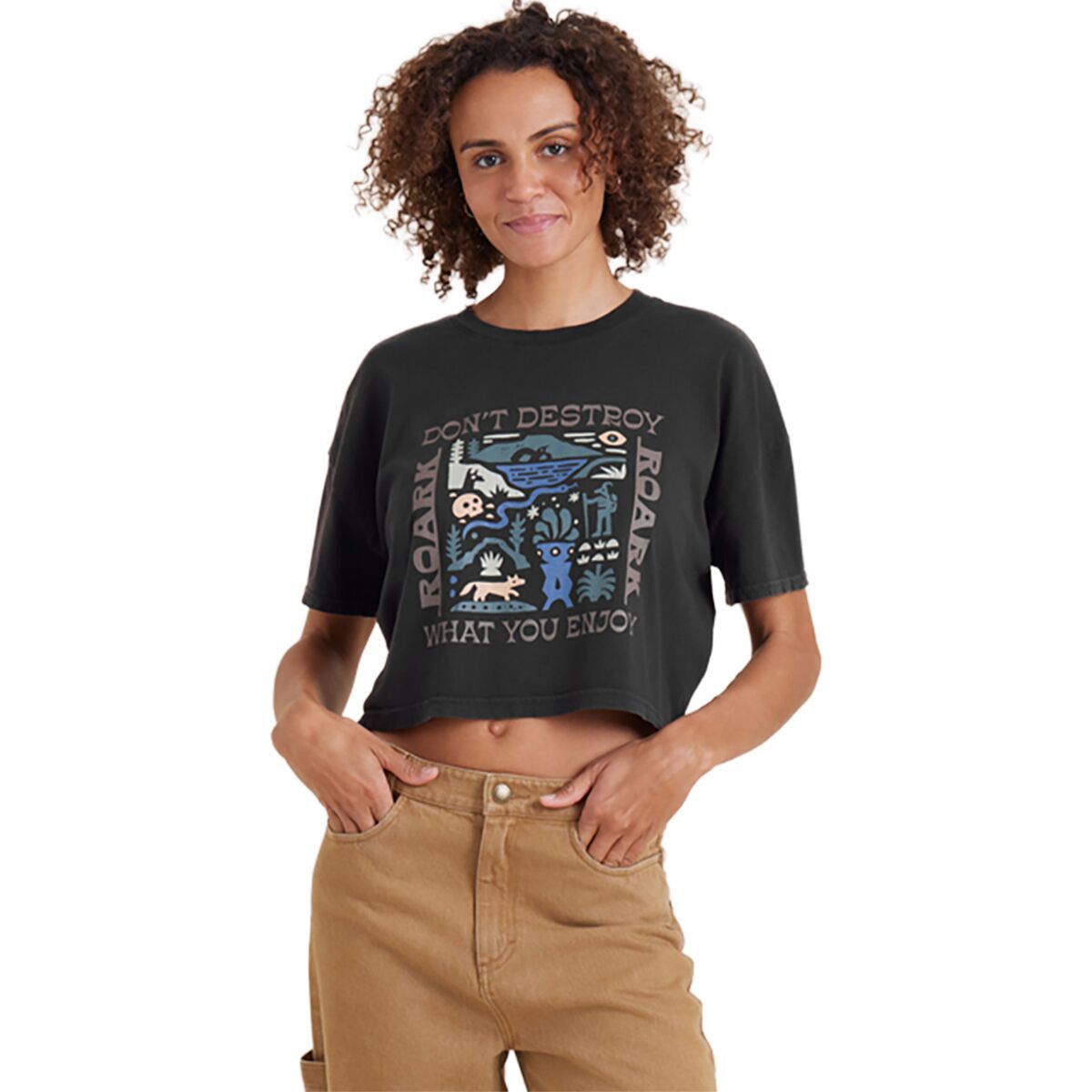 Image of Roark Enjoy Andes Cropped Boxy T-Shirt - Women's Black, S