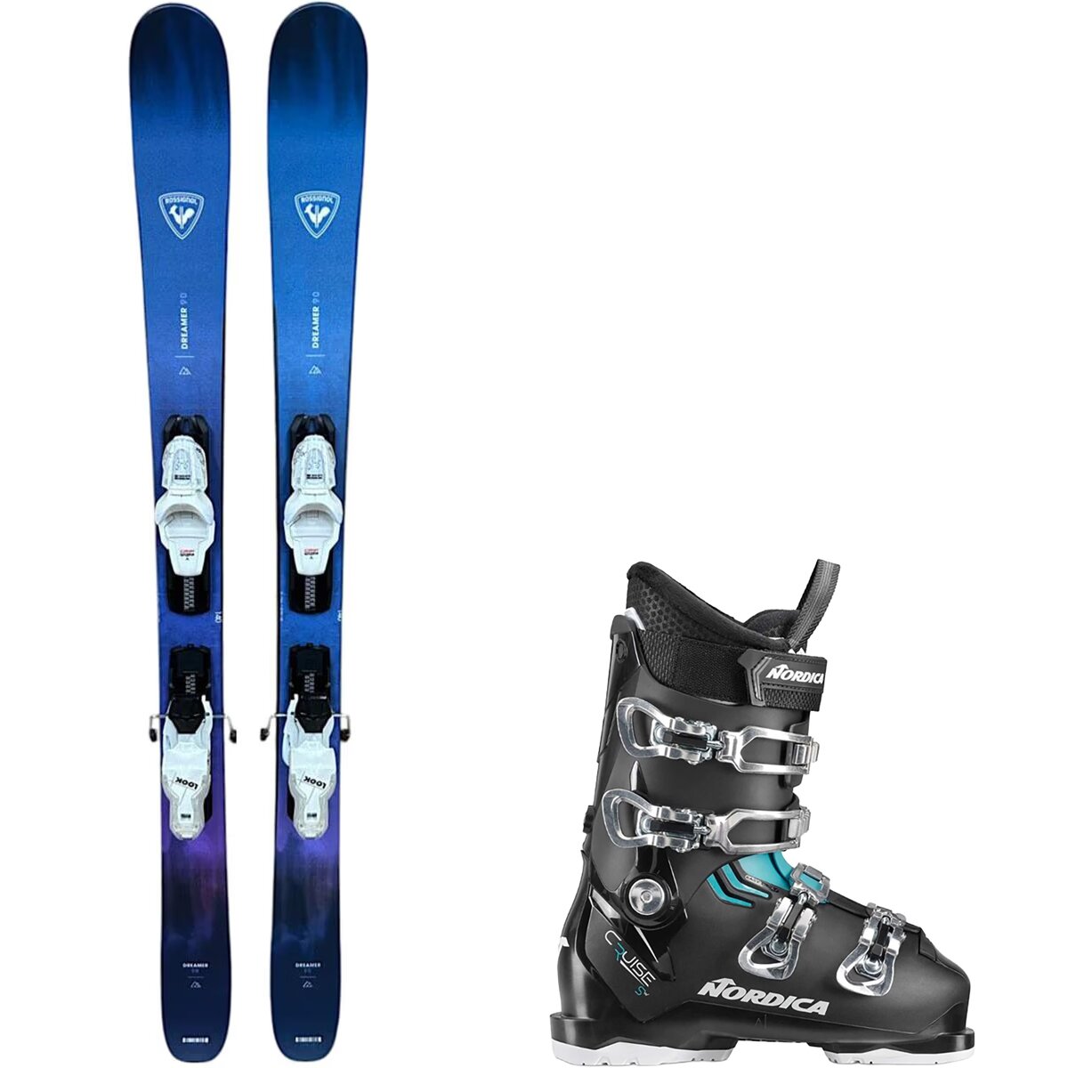 Image of Rossignol Dreamer 90 Ski + Look XPRESS + Nordica Cruise Boot - Women's Ski Size 140cm, Boot Size 23.5