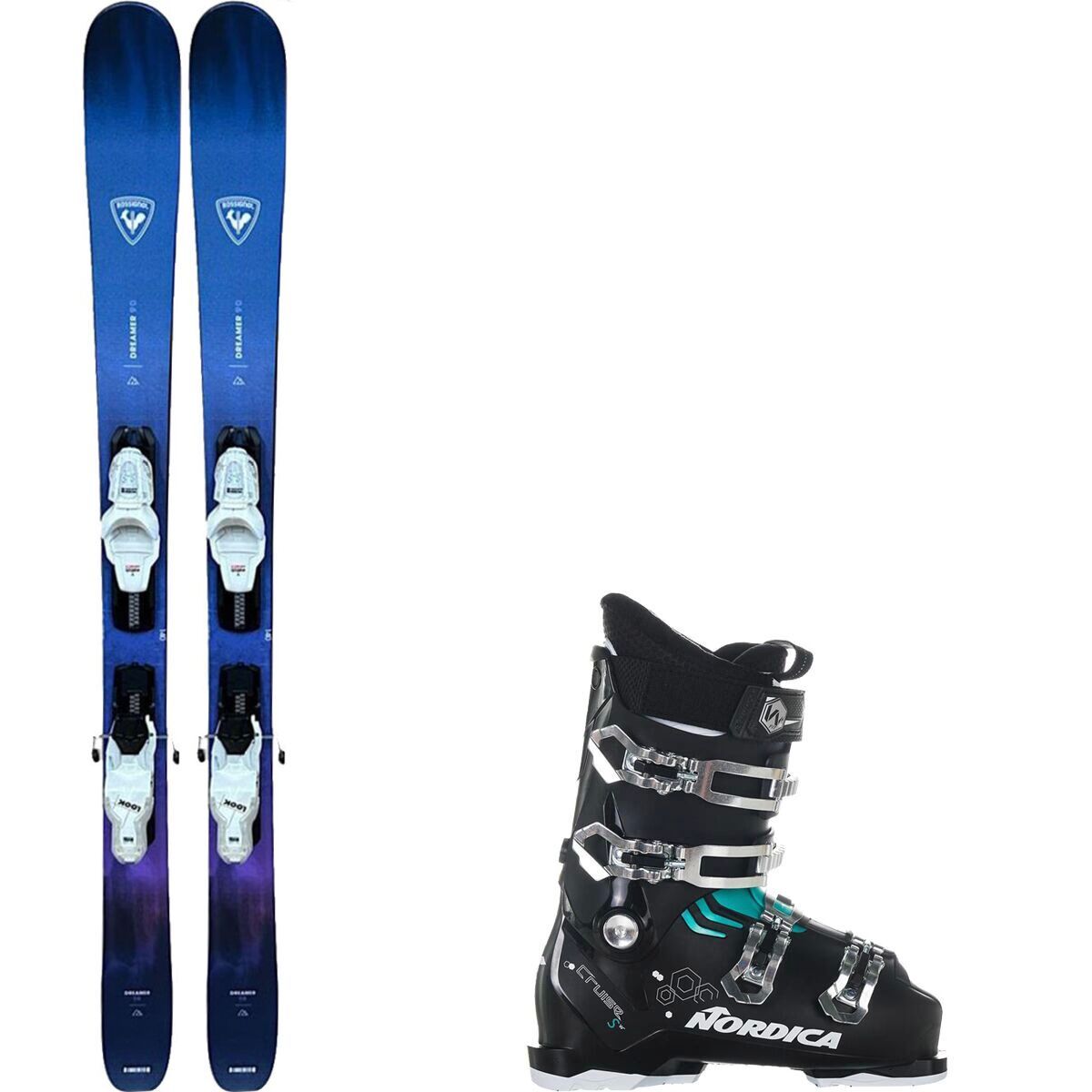 Image of Rossignol Dreamer 90 Women's Ski Package + Nordica Cruise 65 Ski Size 160cm, Boot Size 22.5