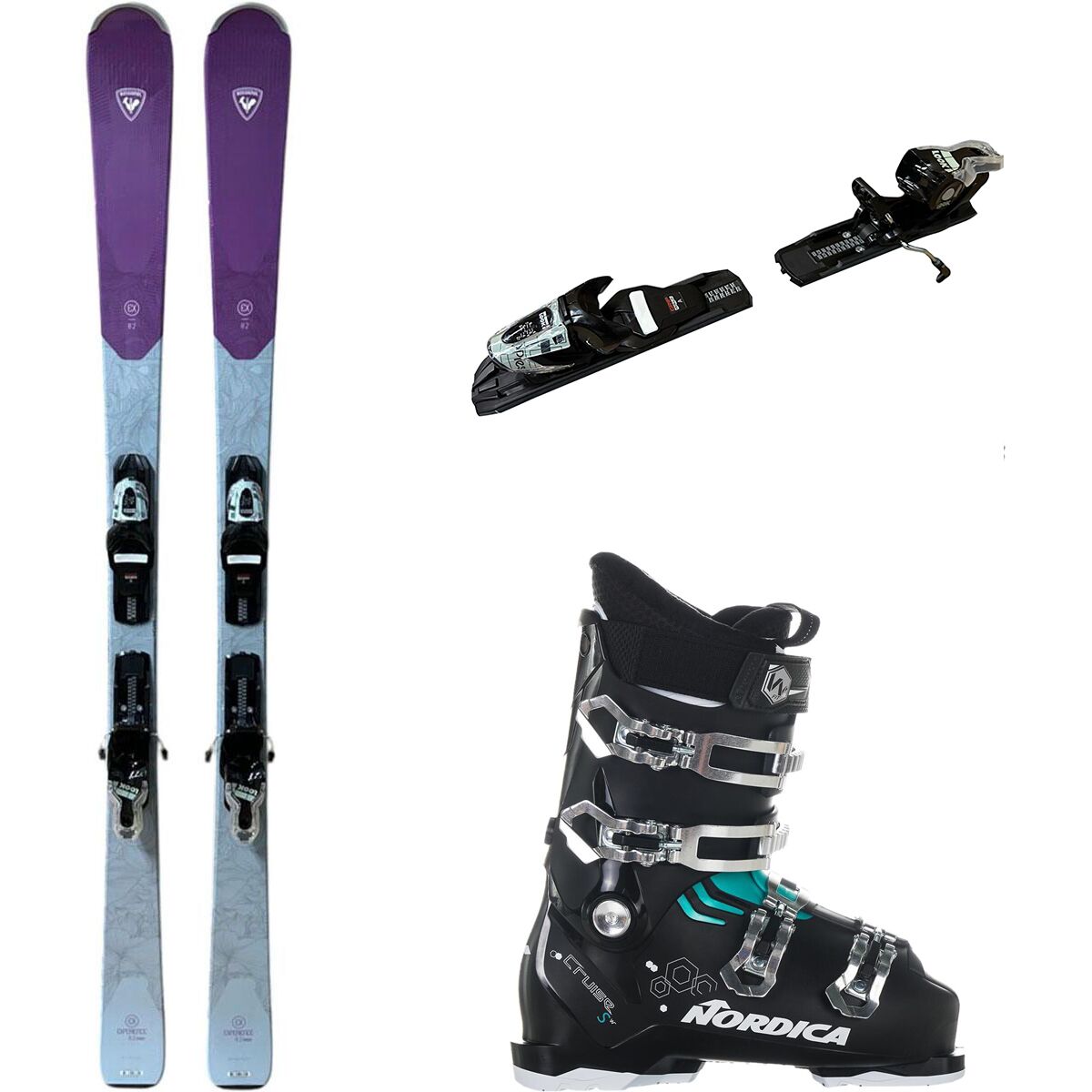 Image of Rossignol Experience 82 CA Ski + Xpress W 10 GW + The Cruise S Boots One Color, Black Olive, Black/Light Blue, 166cm, 83mm, 26.5