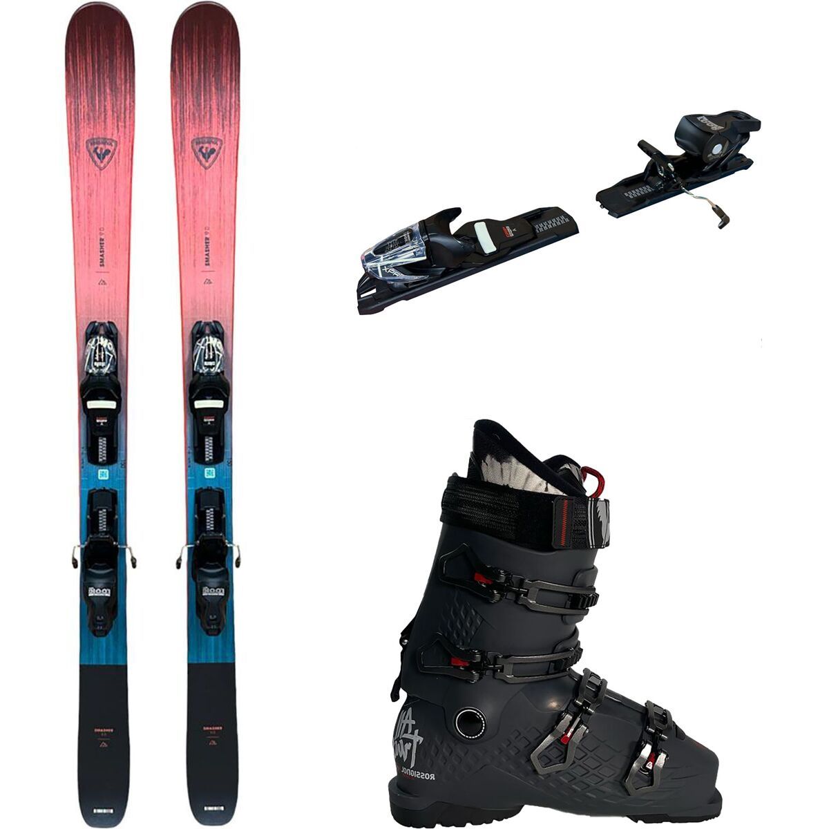 Image of Rossignol Smasher 90 Skis + Xpress 10 GW + Alltrack 100 Hv Boots One Color, Black, Charcoal, 150cm, 93mm, 24.5