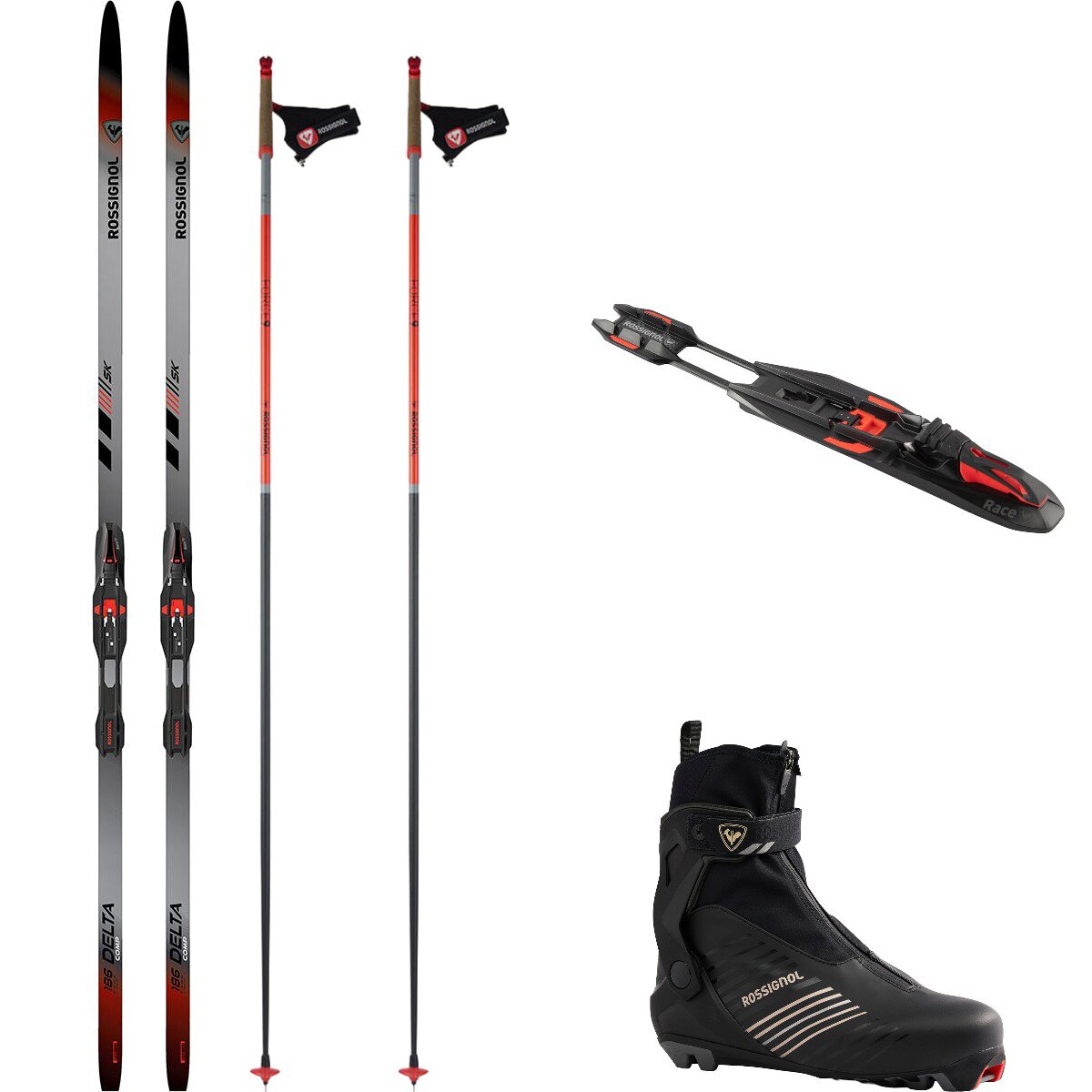 Rossignol Rossignol Delta Comp Skate Ski Package w/ Poles  - Men's One Color/One Color/One Color/One Color, 173cm/41.0/155cm/One Size - $1199.80 at Backcountry.com