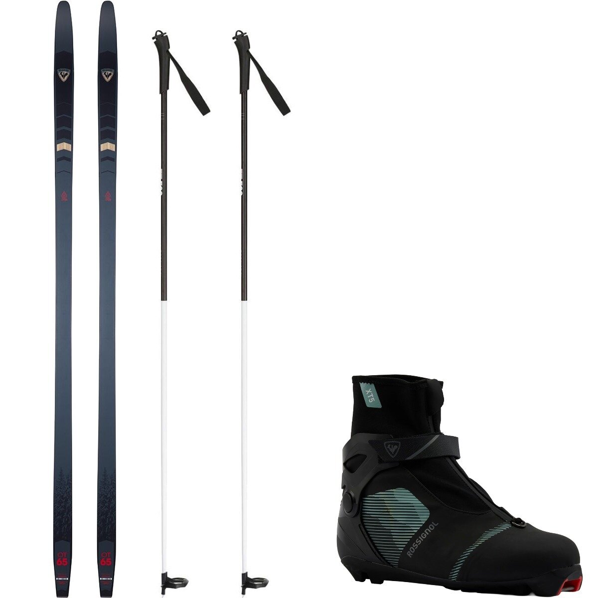 Image of Rossignol EVO OT 65 Positrack Ski Package w/ Poles - Women's Blue/One Color/One Color, 165cm/35.0/145cm
