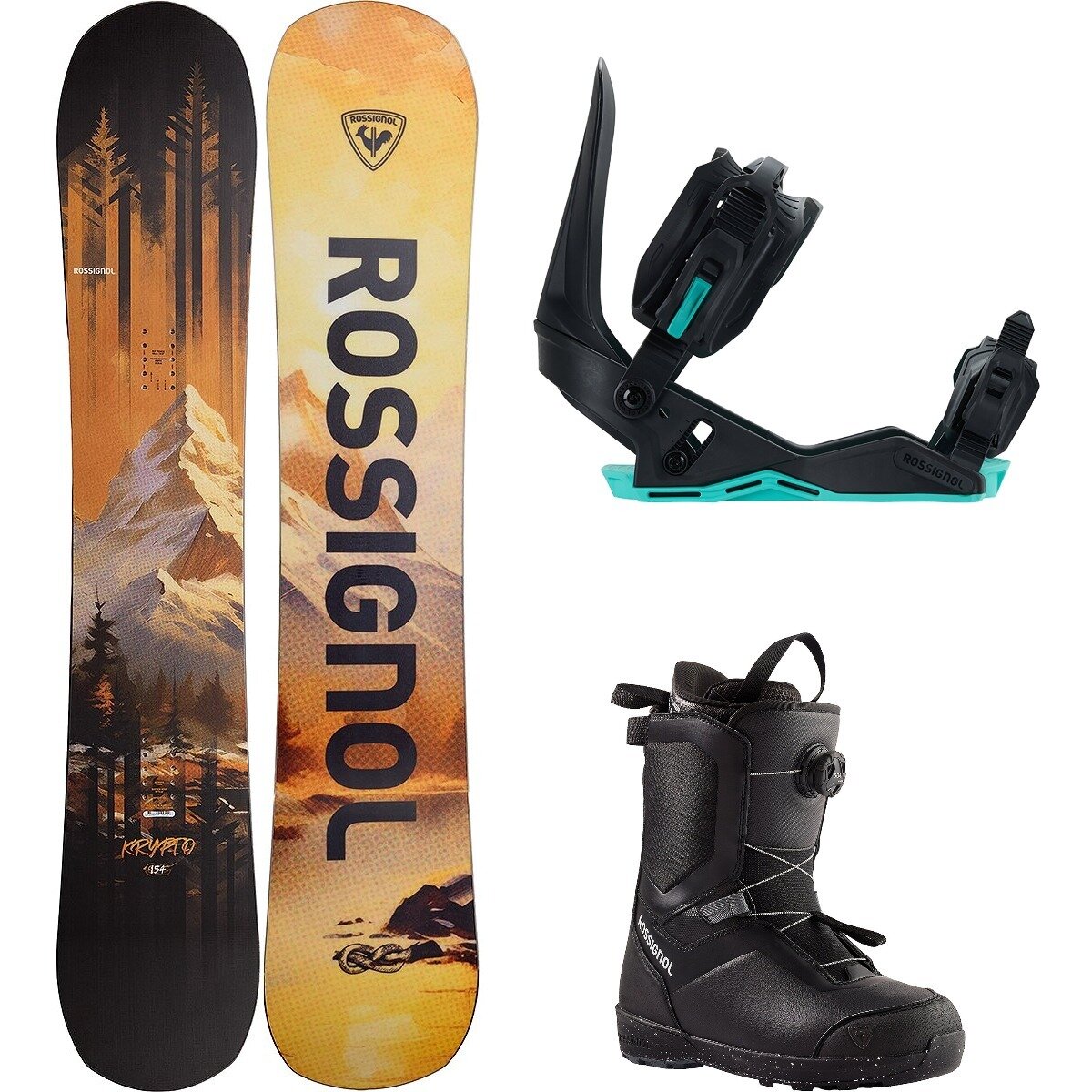 Rossignol Krypto w/ Cutback BOA + Works Snowboard Package OneCol,Black/Blue,Black, 155cm Wide,M,31.5