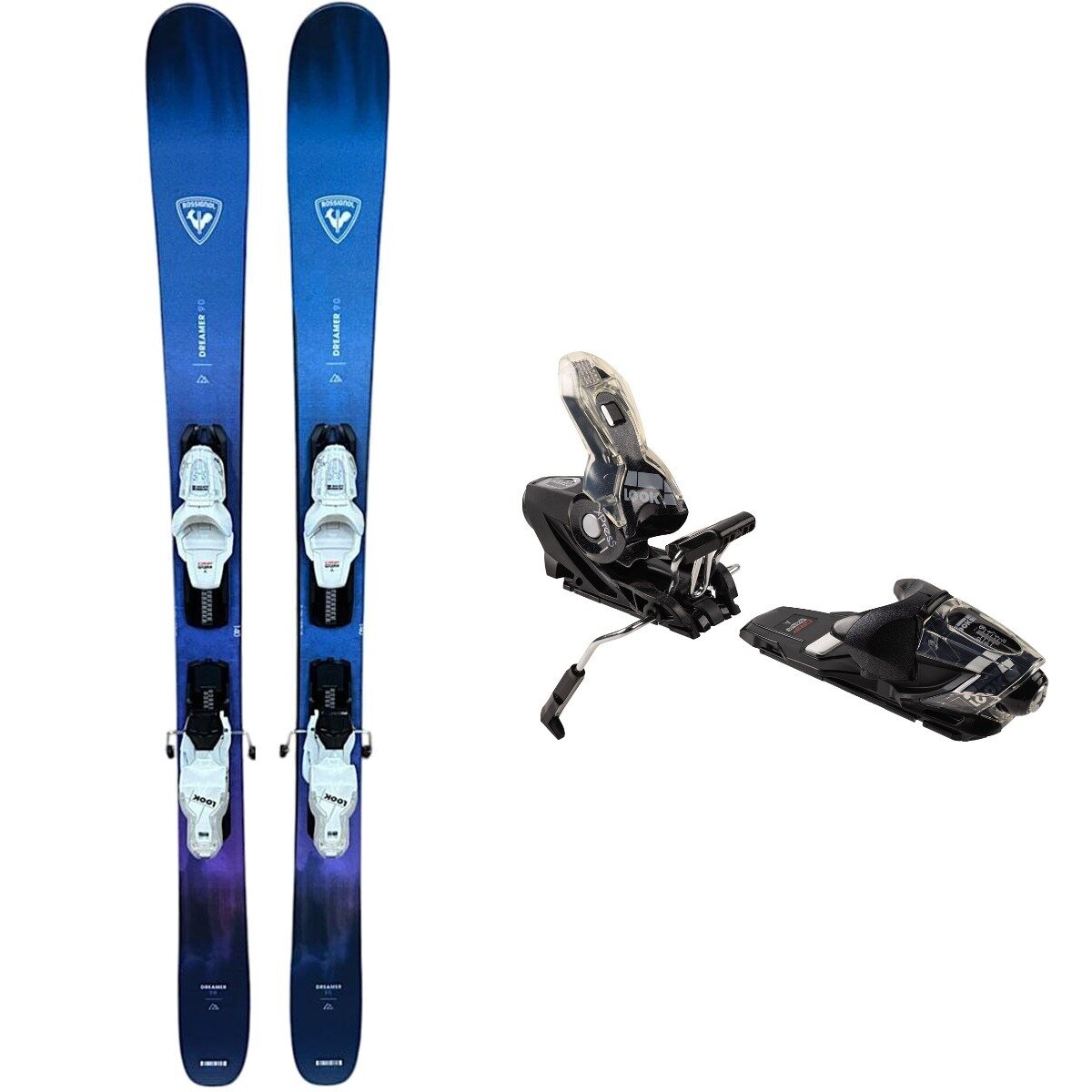 Image of Rossignol Dreamer 90 Skis + Xpress 11 GW Binding - Women's One Color/Blk/Sparkle, 130cm/93mm