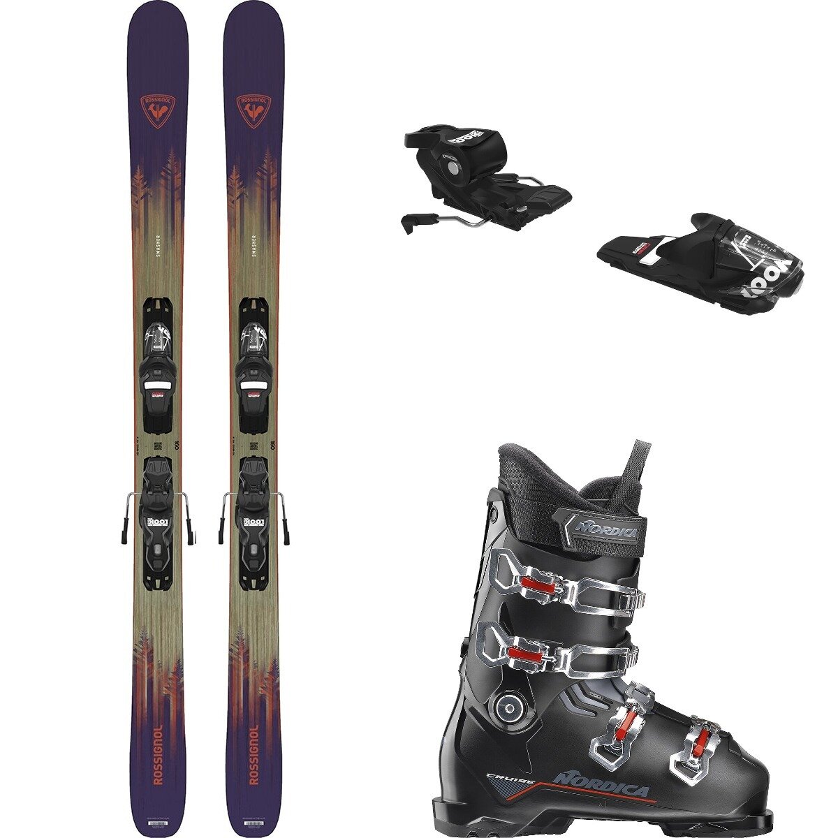 Image of Rossignol Smasher Ski w/ XP10 Binding + Cruise Boot - Ski Package One, One, Black/Gray/Red, 140cm/OS/26.5