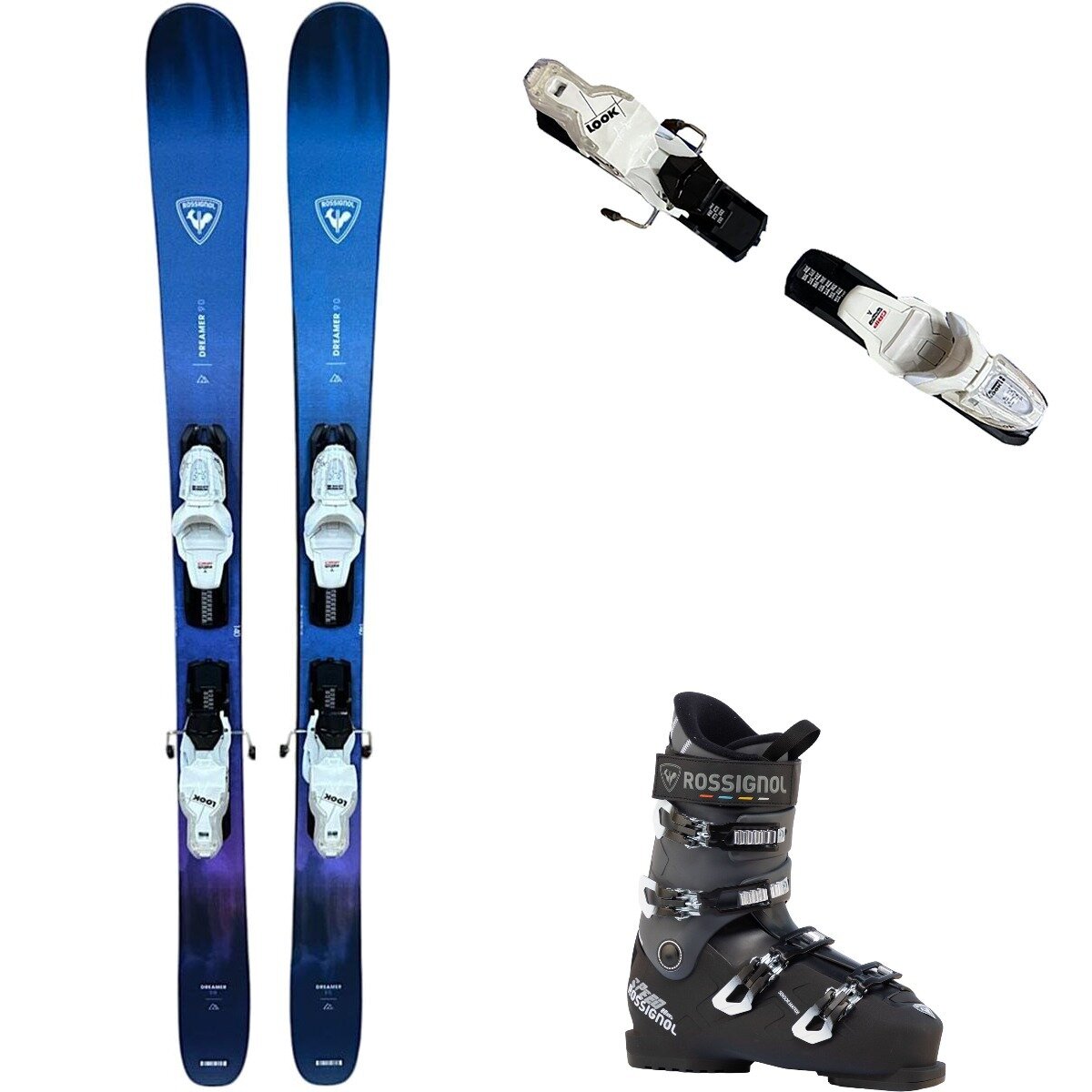 Rossignol Dreamer 90 + Xpress10 Binding + Speed 80 HV+ Boot - Women's One/Blk/Wht/Sparkle, 150cm/27.5/93mm