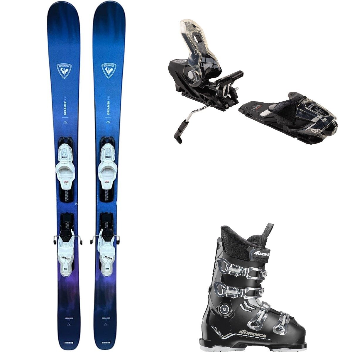 Rossignol Rossignol Dreamer 90 Ski + Xpress11 Binding + Cruise Boot - Women's One/Blk/Sand/Blk/Sparkle, 160cm/25.5/93mm - $564.99 at Backcountry.com