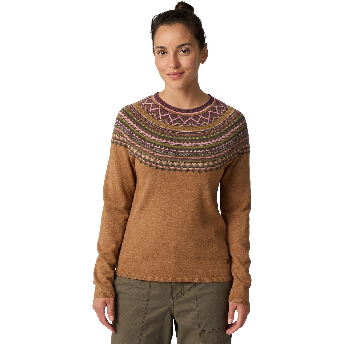 Image of Royal Robbins Westlands Fairisle Crew - Women's Tawny Heather Manzanita Pt, S