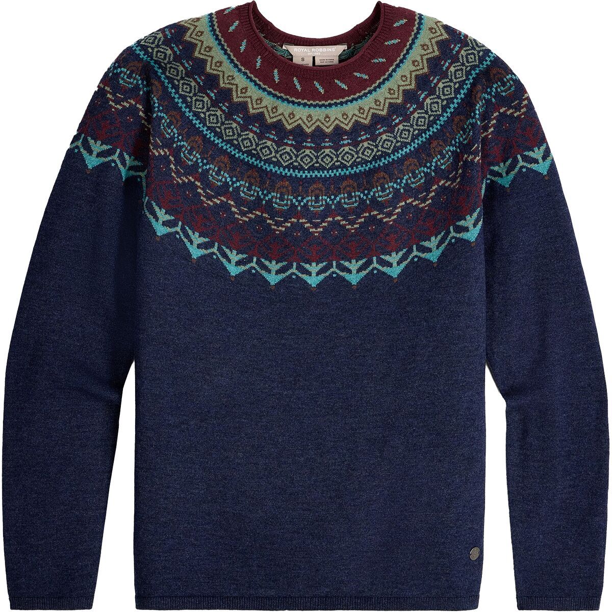 Image of Royal Robbins Westlands Fairisle Crew - Women's Wild Rhubarb Heather Monarch Print, XS