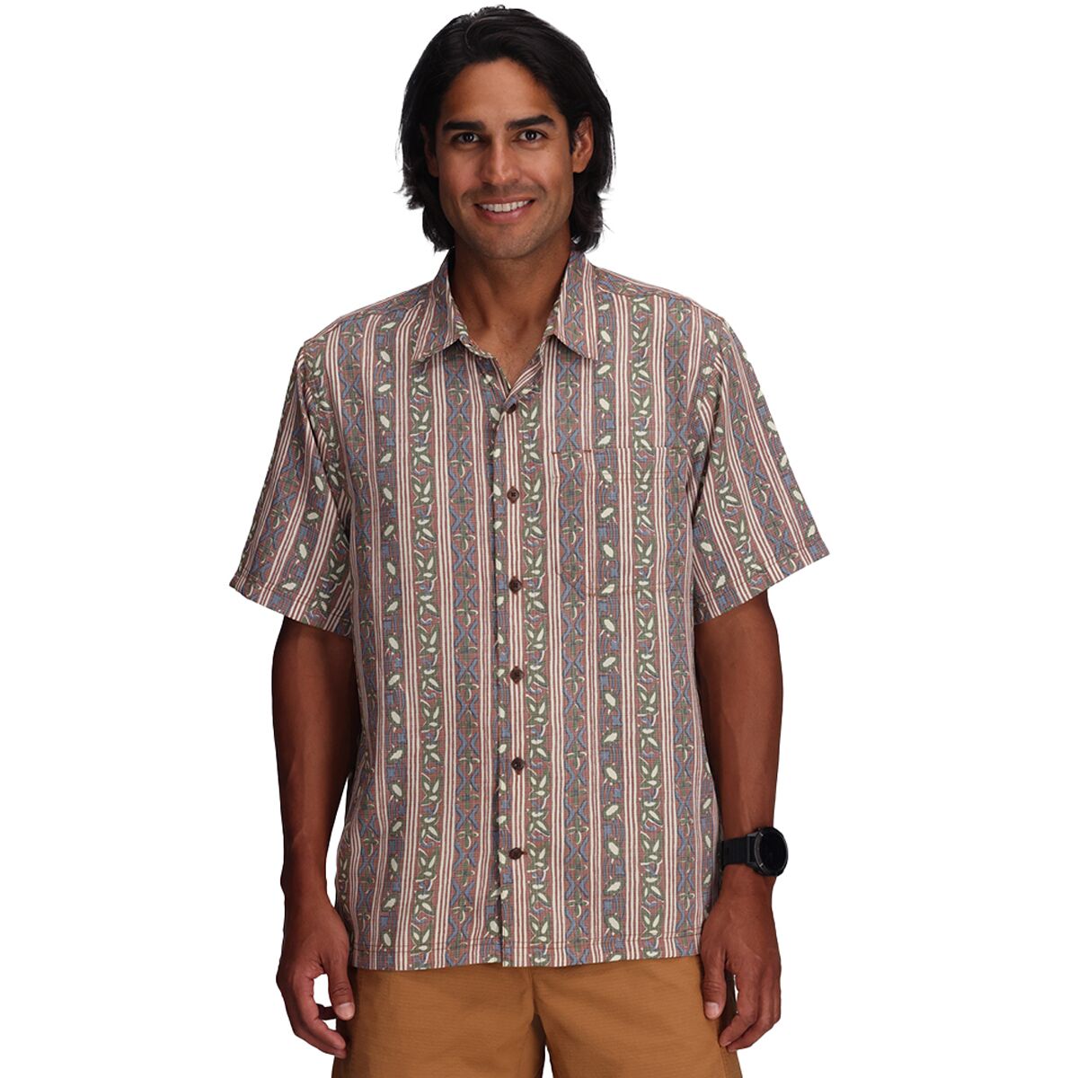 Image of Royal Robbins Camino Pucker Short-Sleeve Shirt - Men's Mahogany Botanist Pt, M