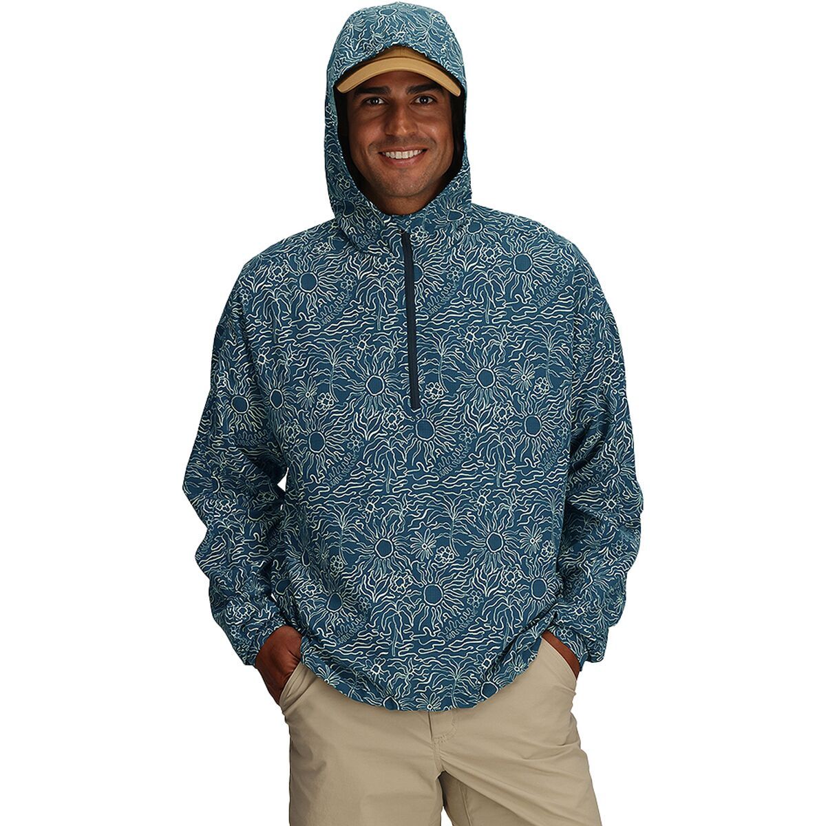 Image of Royal Robbins Salathe Sun Long-Sleeve Hoodie - Men's Orion Blue Solar Pt, L