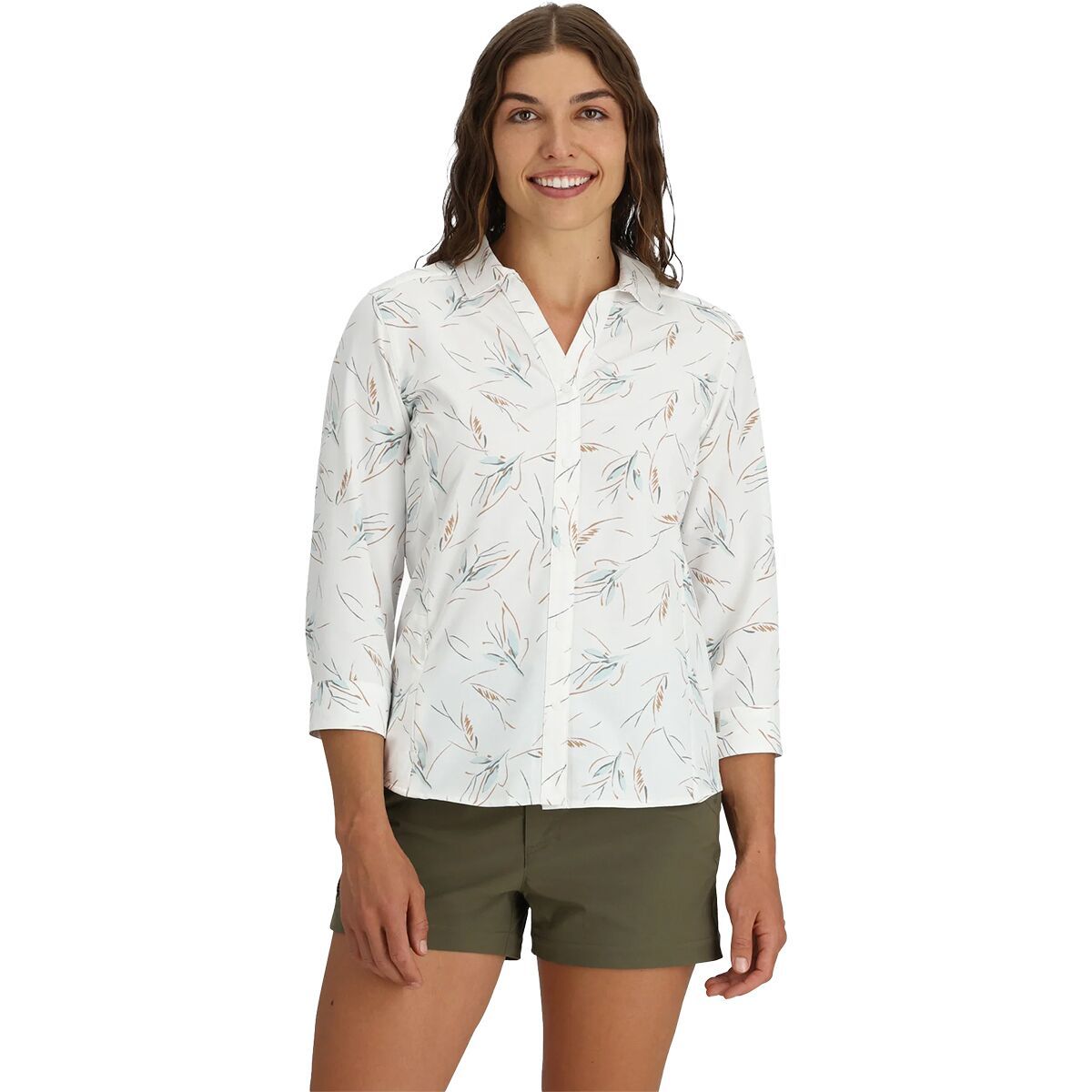 Image of Royal Robbins Expedition Pro 3/4-Sleeve - Women's Ivory Caswell Print, XS