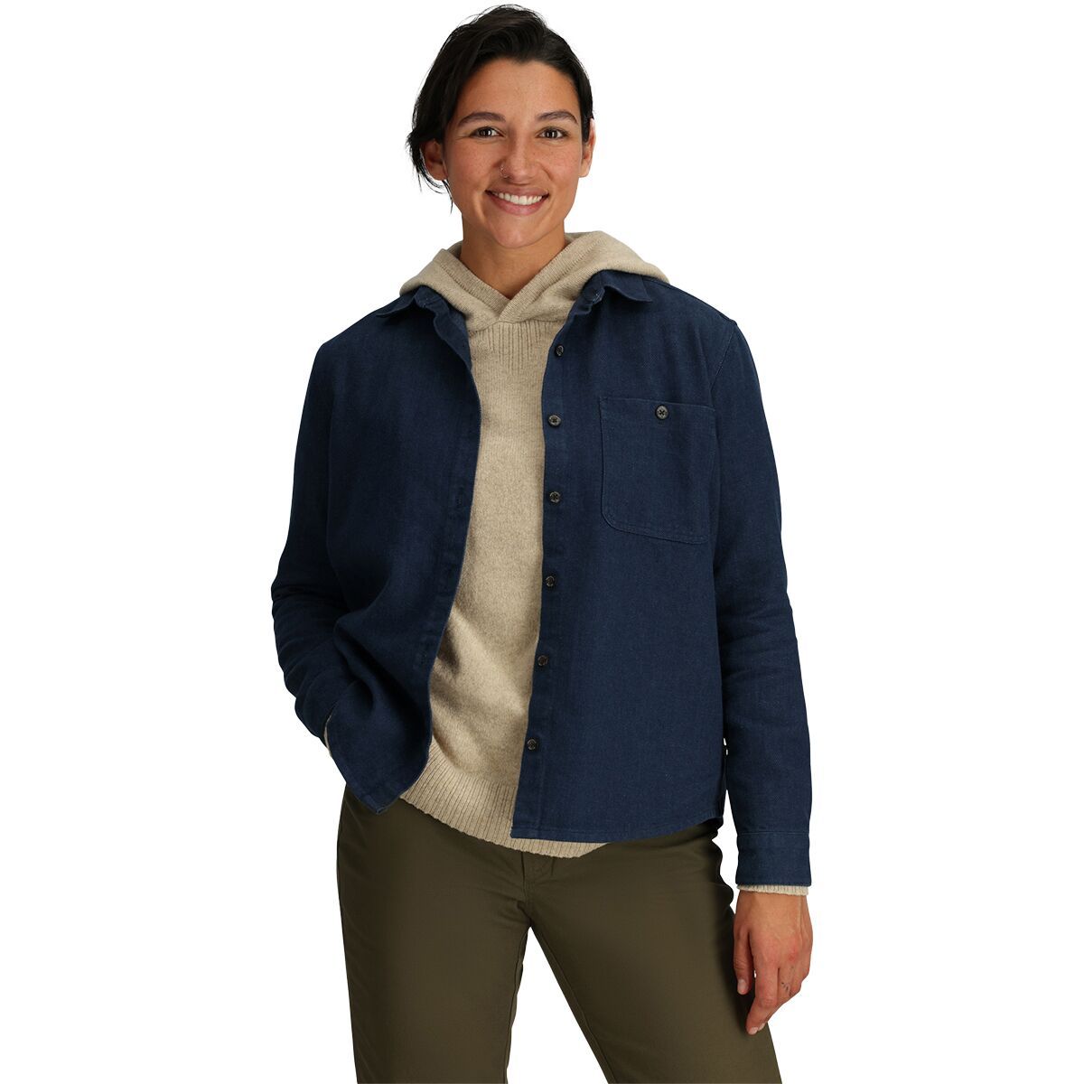 Image of Royal Robbins Clouds Rest Hemp Long-Sleeve Top - Women's Deep Blue Heather, XL