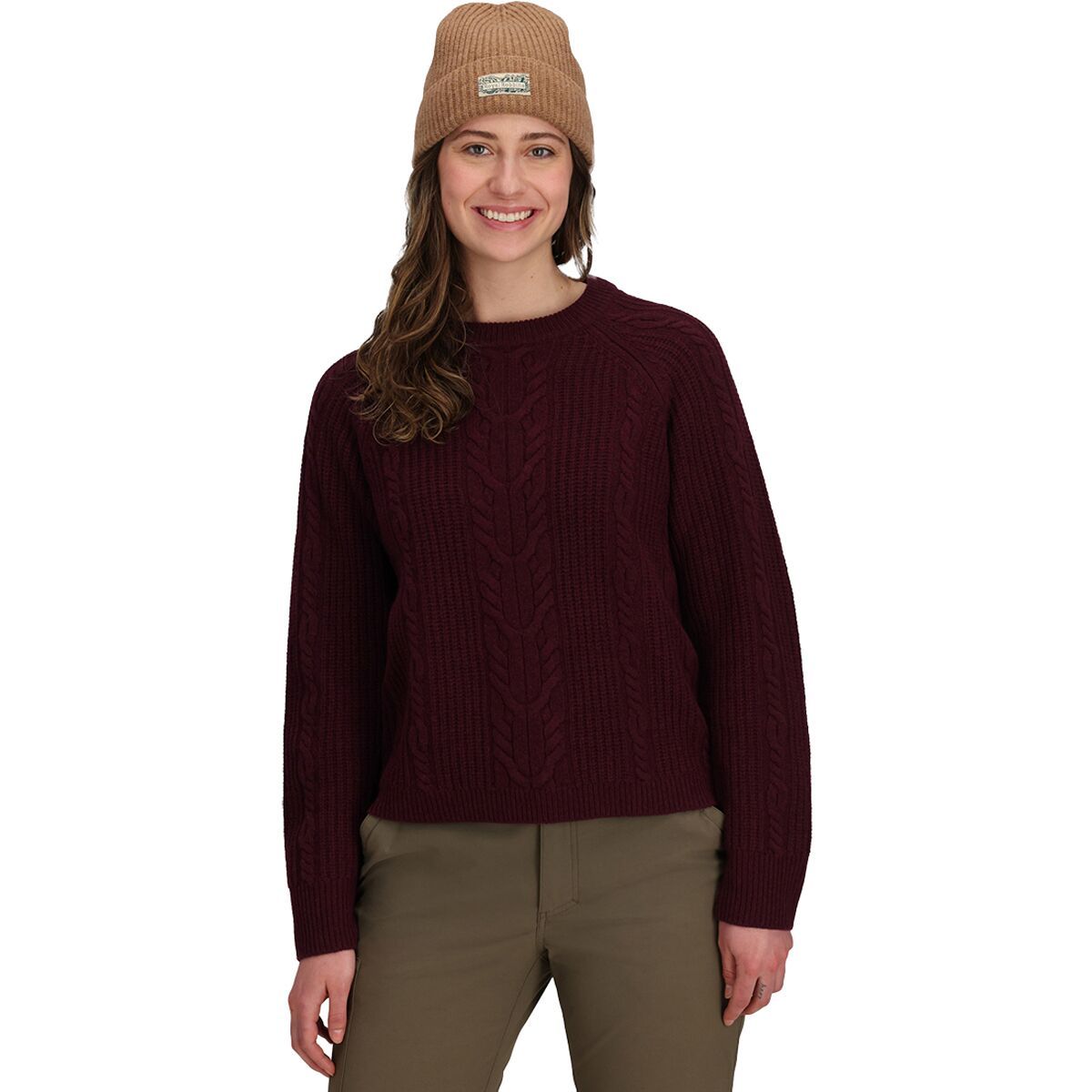 Image of Royal Robbins Rockcraft Cable Crew Sweater - Women's Loganberry Heather, XL